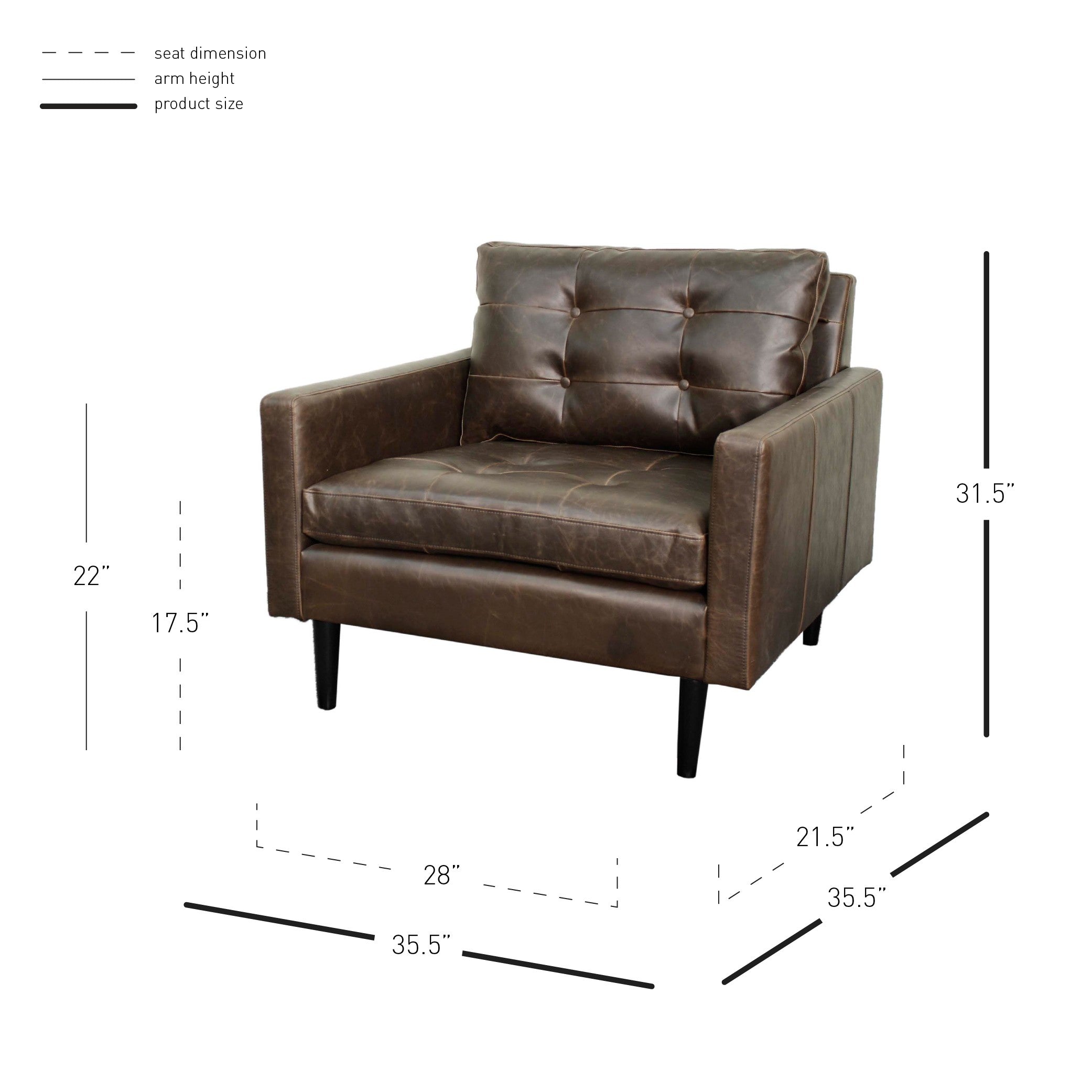 Ritchie Bonded Leather Accent Arm Chair Black Legs - What A Room