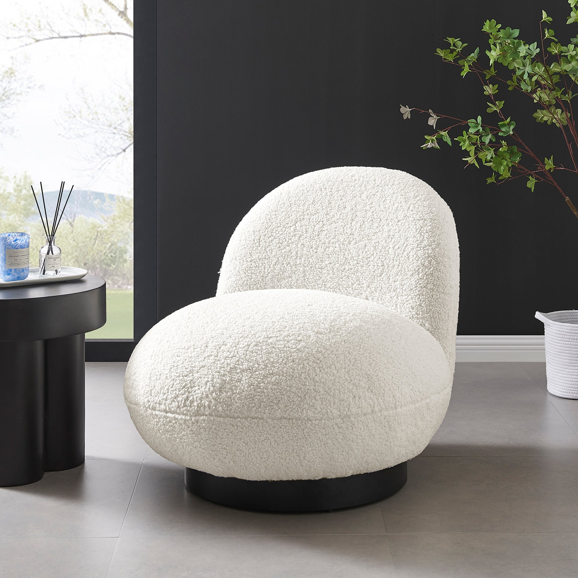 Zolia Faux Shearling Swivel Accent Chair - What A Room