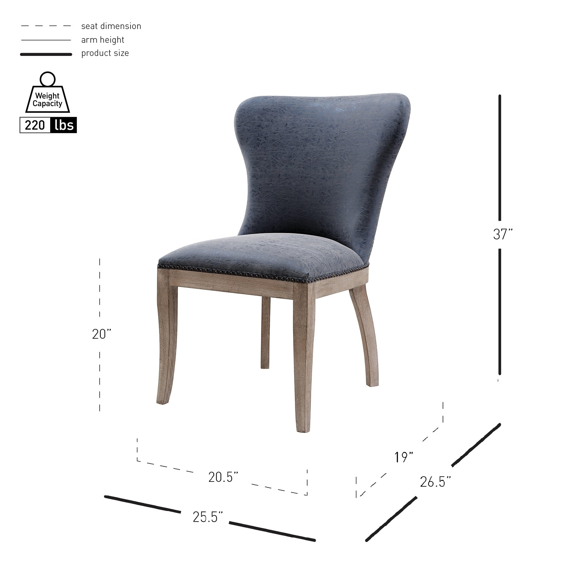 Dorsey Faux Leather Dining Side Chair Drift Wood Legs (Set of 2) - What A Room