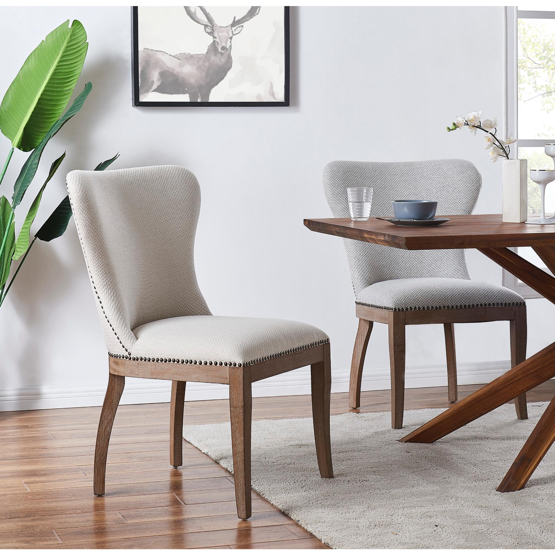 Dorsey Fabric Dining Side Chair Drift Wood Legs (Set of 2) - What A Room