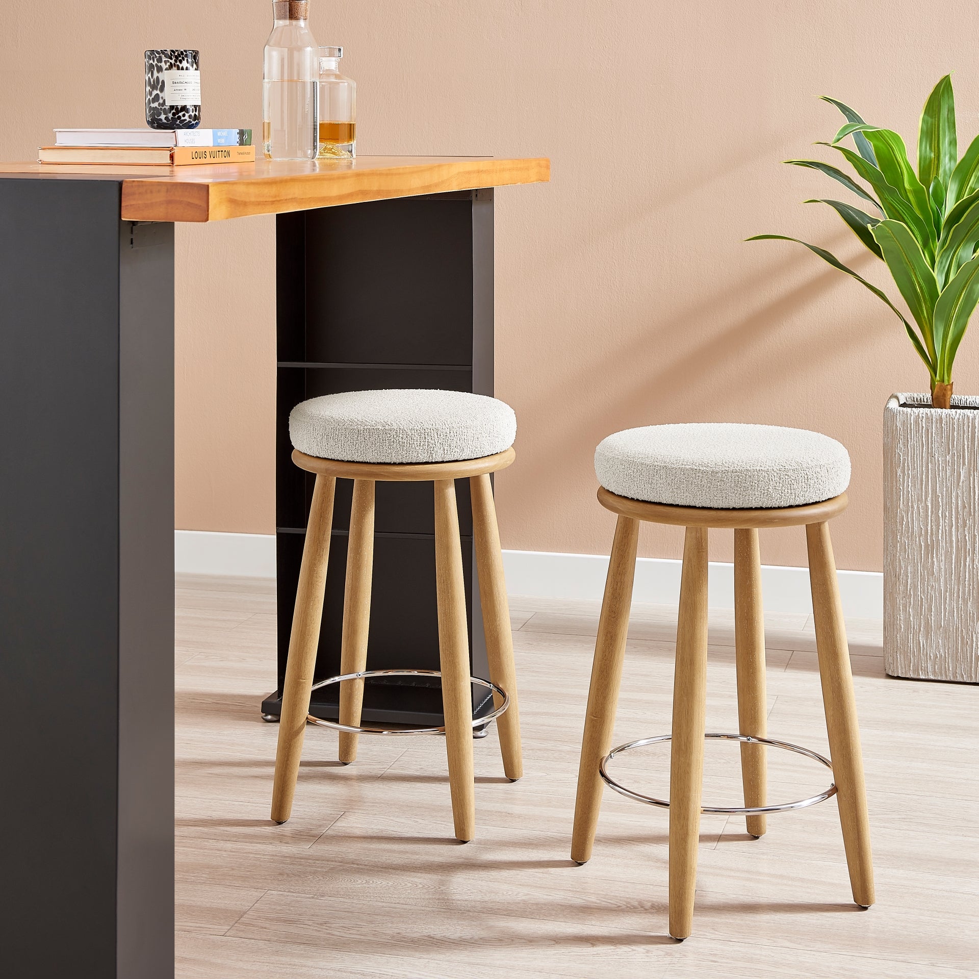 Deandre Fabric Backless Swivel Counter Stool - What A Room