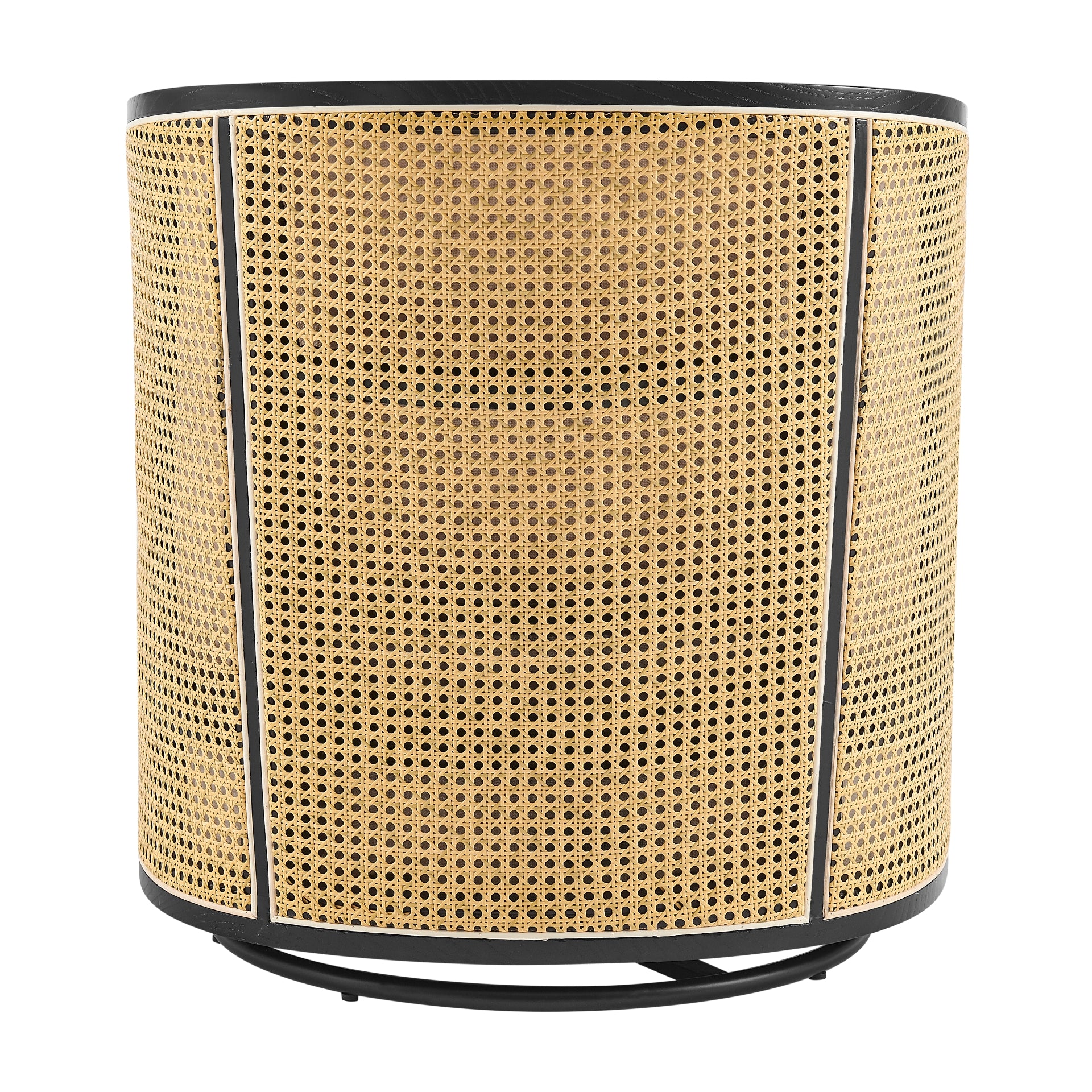 Marilyn Fabric Swivel Accent Arm Chair w/ Rattan Black Frame - What A Room