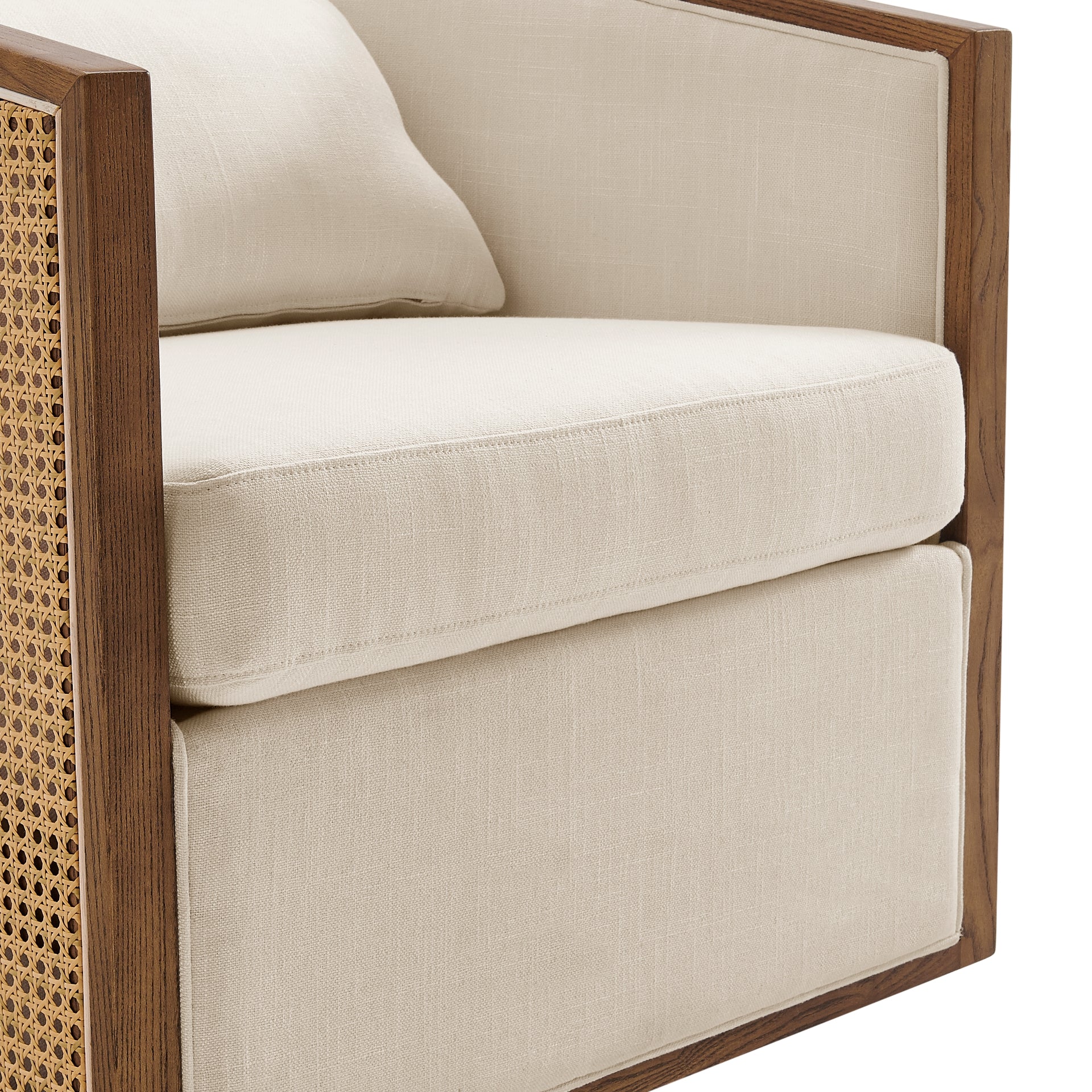 Marilyn Fabric Swivel Accent Arm Chair w/ Rattan Black Frame - What A Room