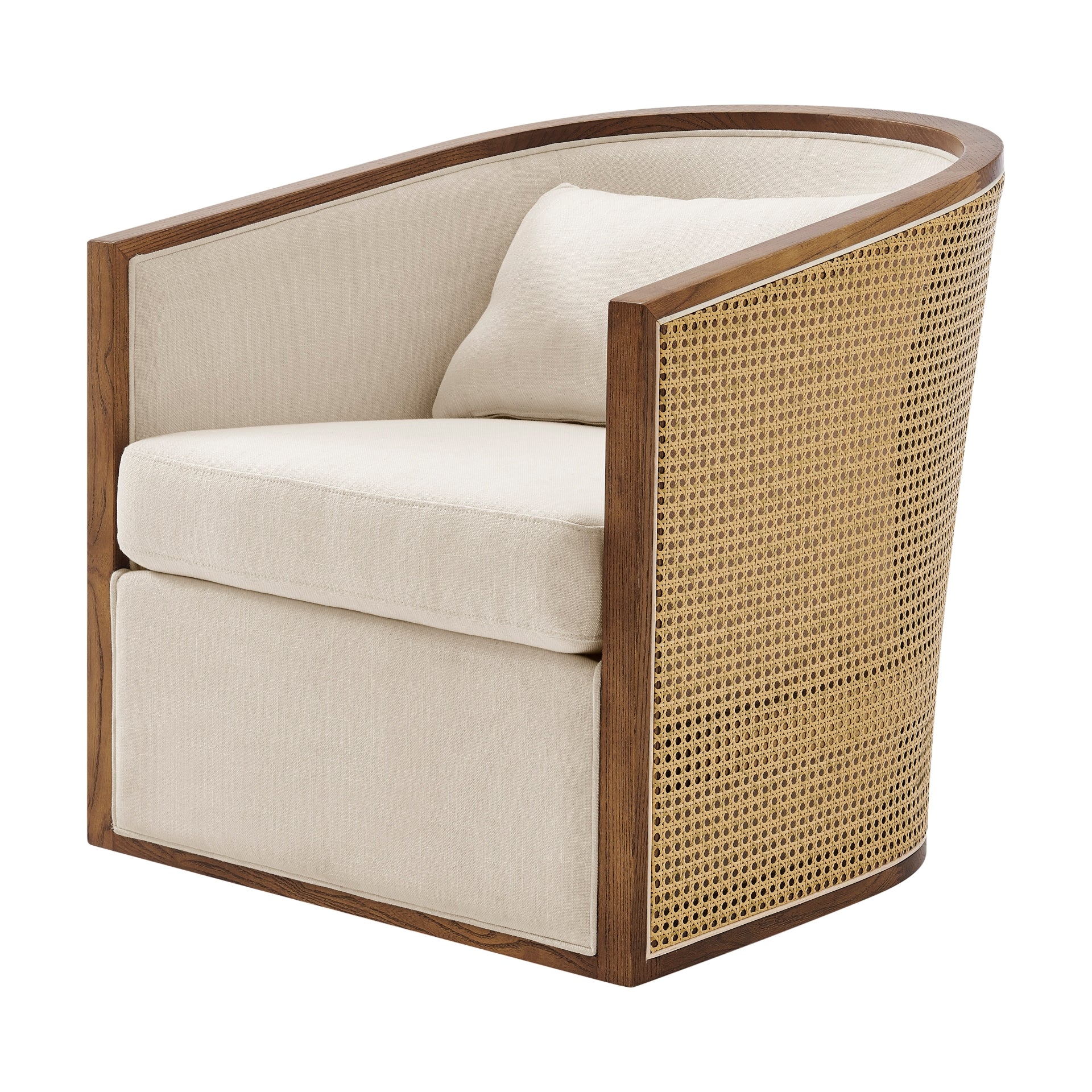 Marilyn Fabric Swivel Accent Arm Chair w/ Rattan Black Frame - What A Room