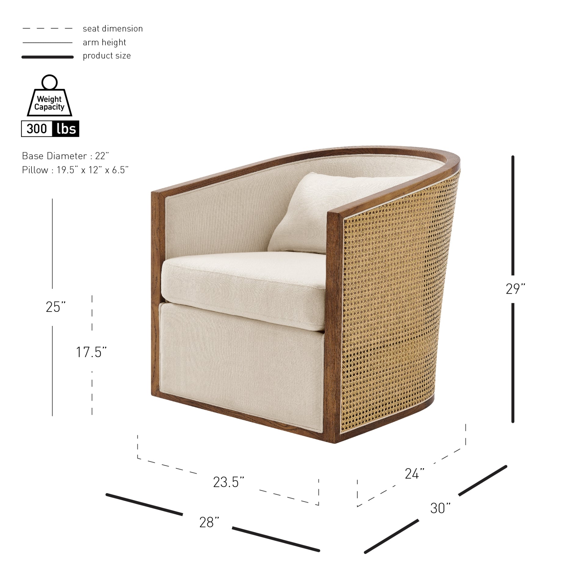 Marilyn Fabric Swivel Accent Arm Chair w/ Rattan Black Frame - What A Room