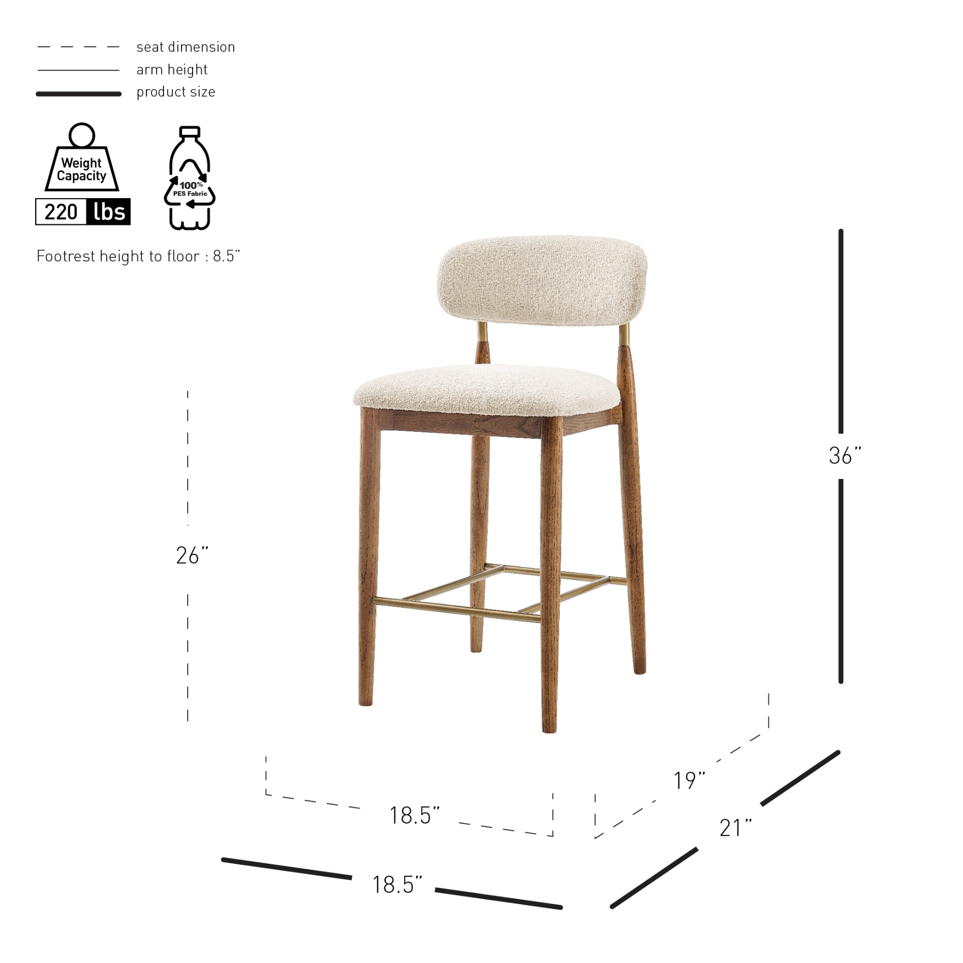 Verna Fabric Counter Stool - What A Room