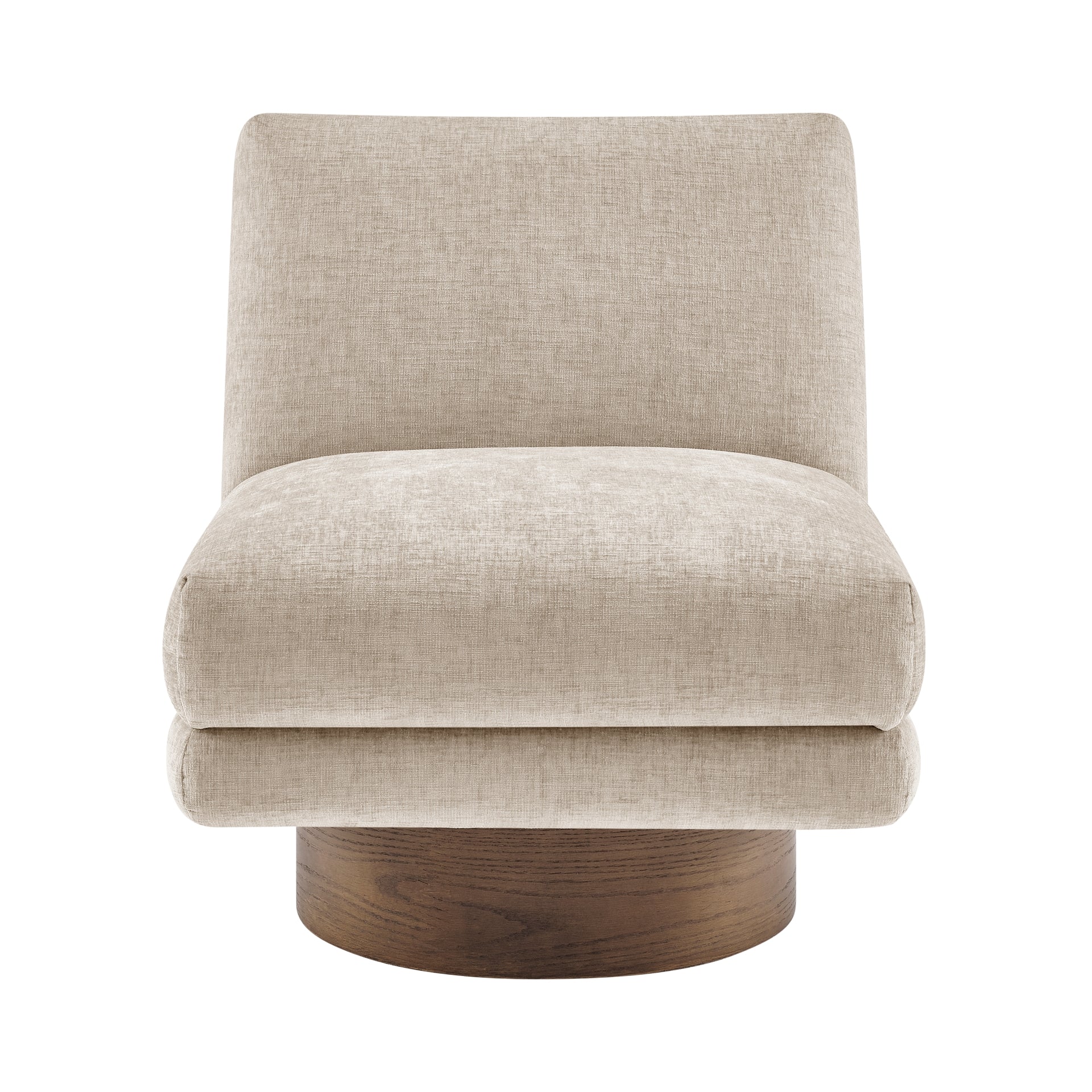 Zenda Fabric Swivel Accent Chair w/ Wooden Base - What A Room