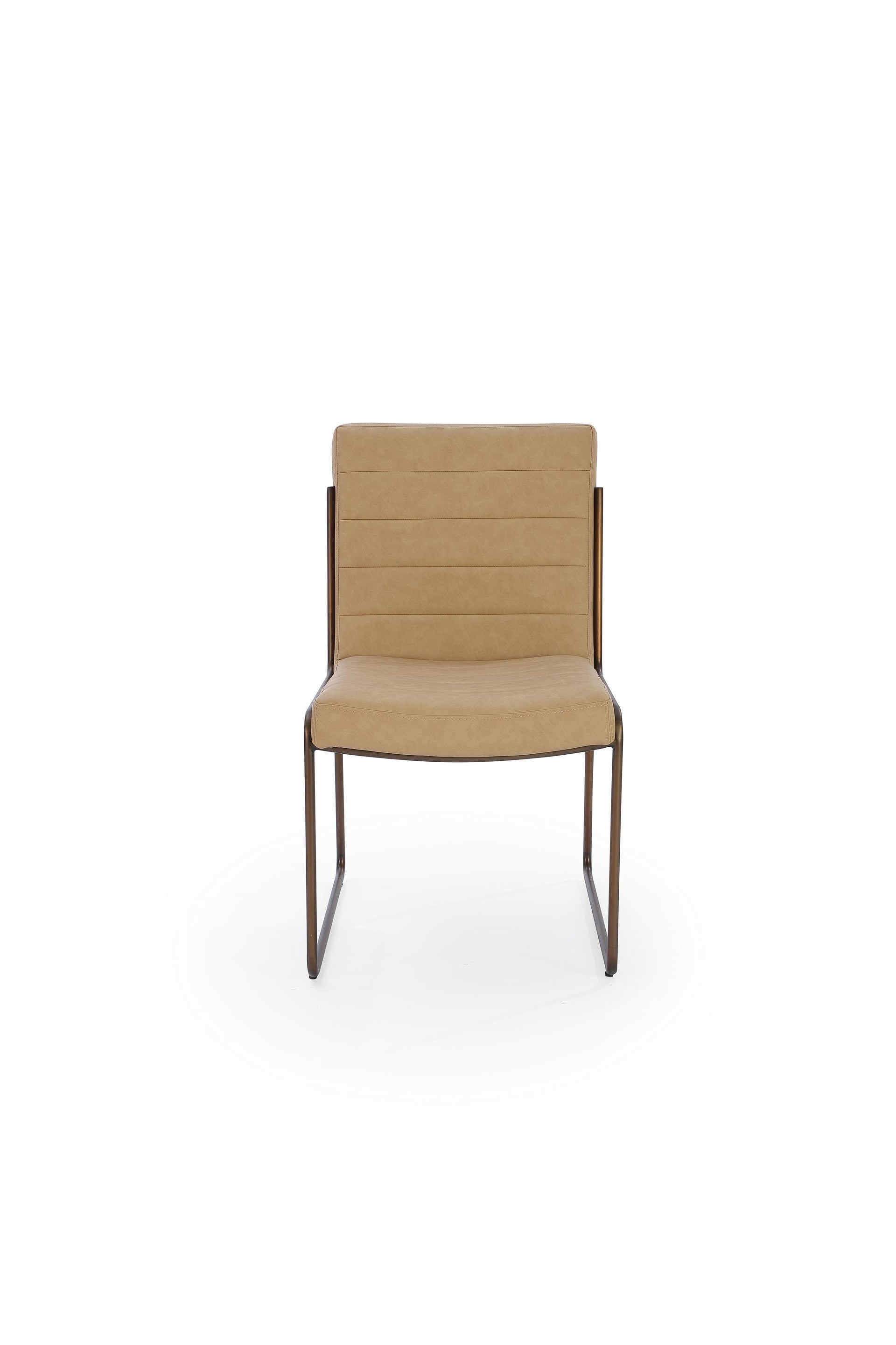 Madison Metal Frame Dining Chair in Honey Synthetic Leather (Set of 2) - What A Room