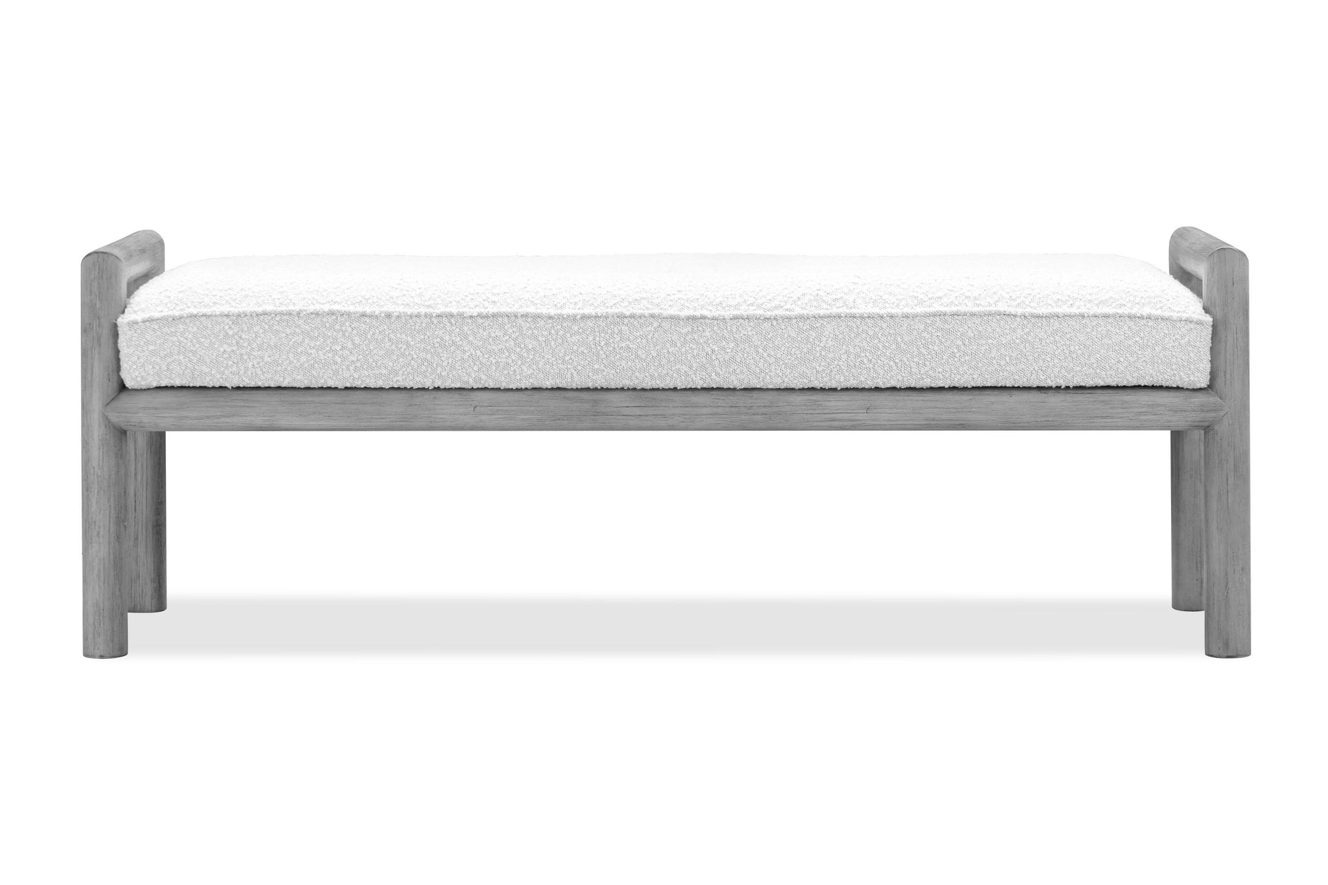 Dorsey Boucle Upholstered Wooden Bench in Basalt Grey and Pumpernickel - What A Room