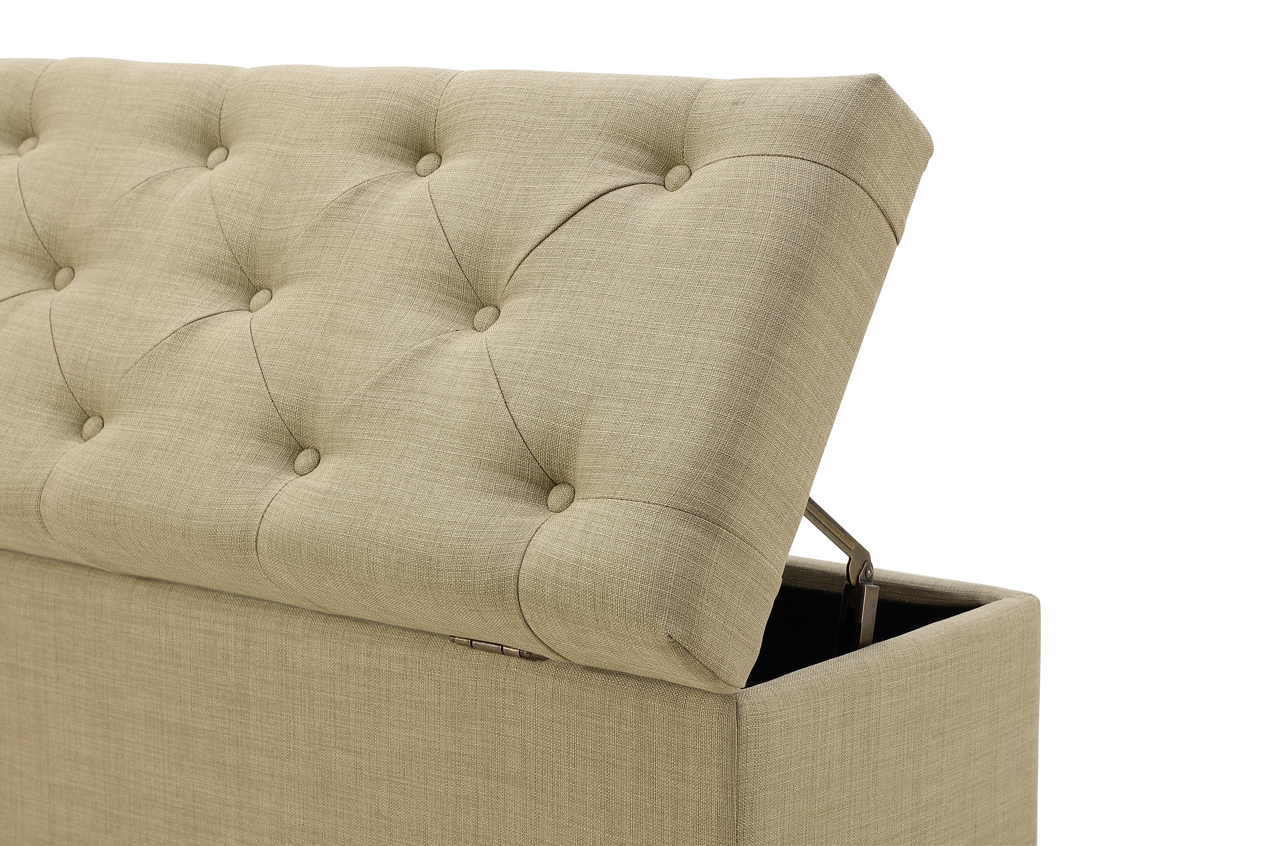 Levi Tufted Storage Bench in Toast Linen - What A Room
