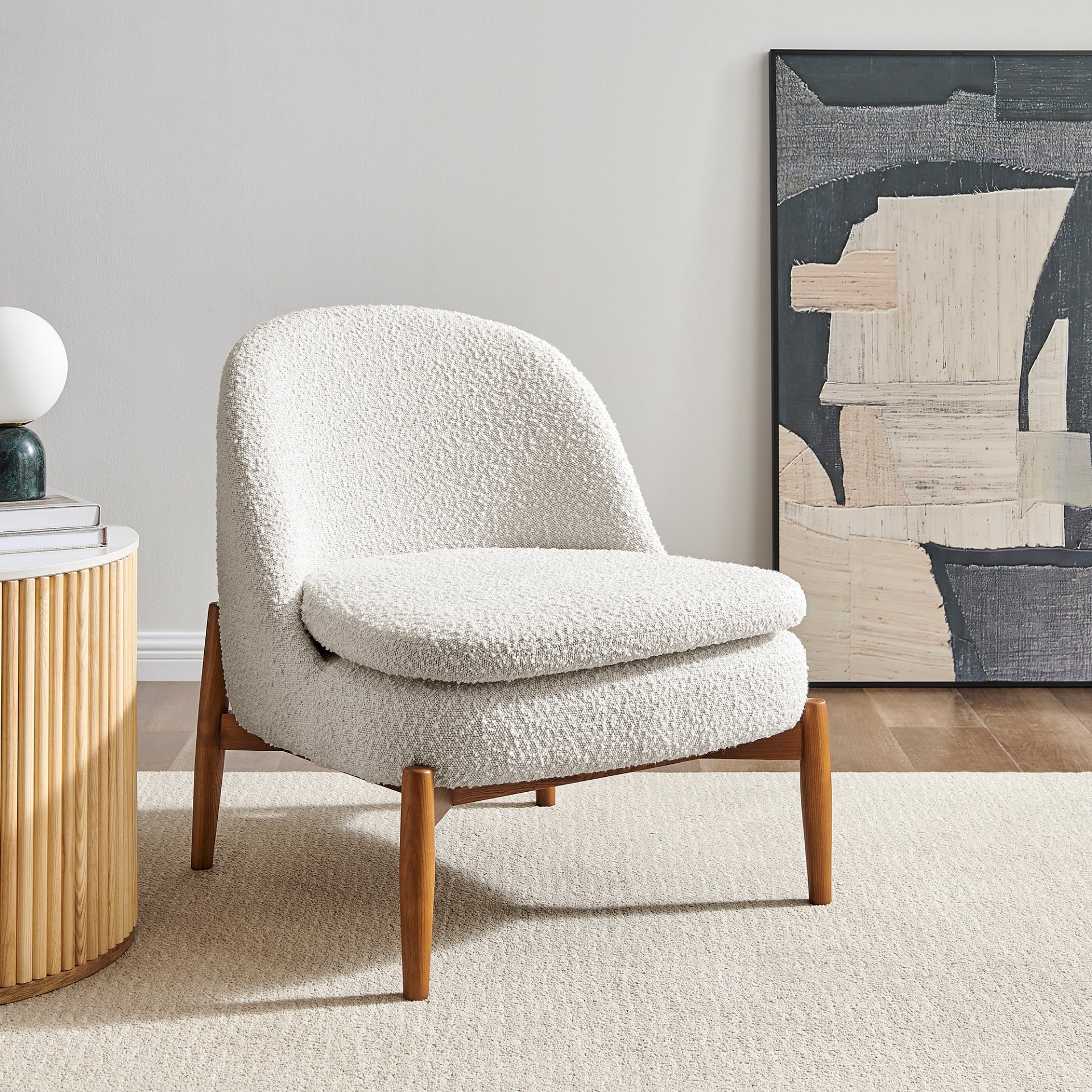 Adriana  Fabric Accent Chair Walnut Legs - What A Room