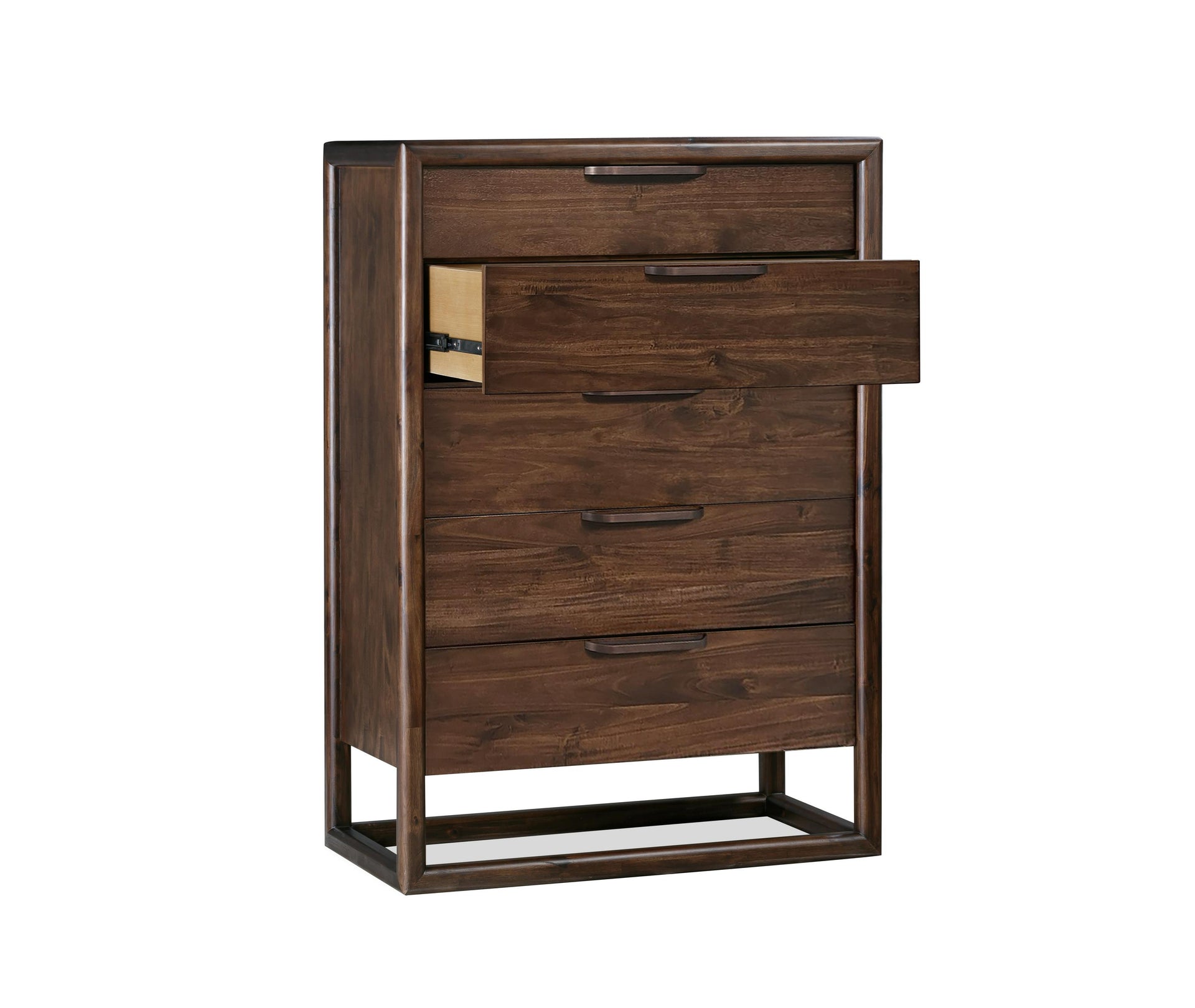 Sol Five Drawer Acacia Wood Chest in Brown Spice - What A Room