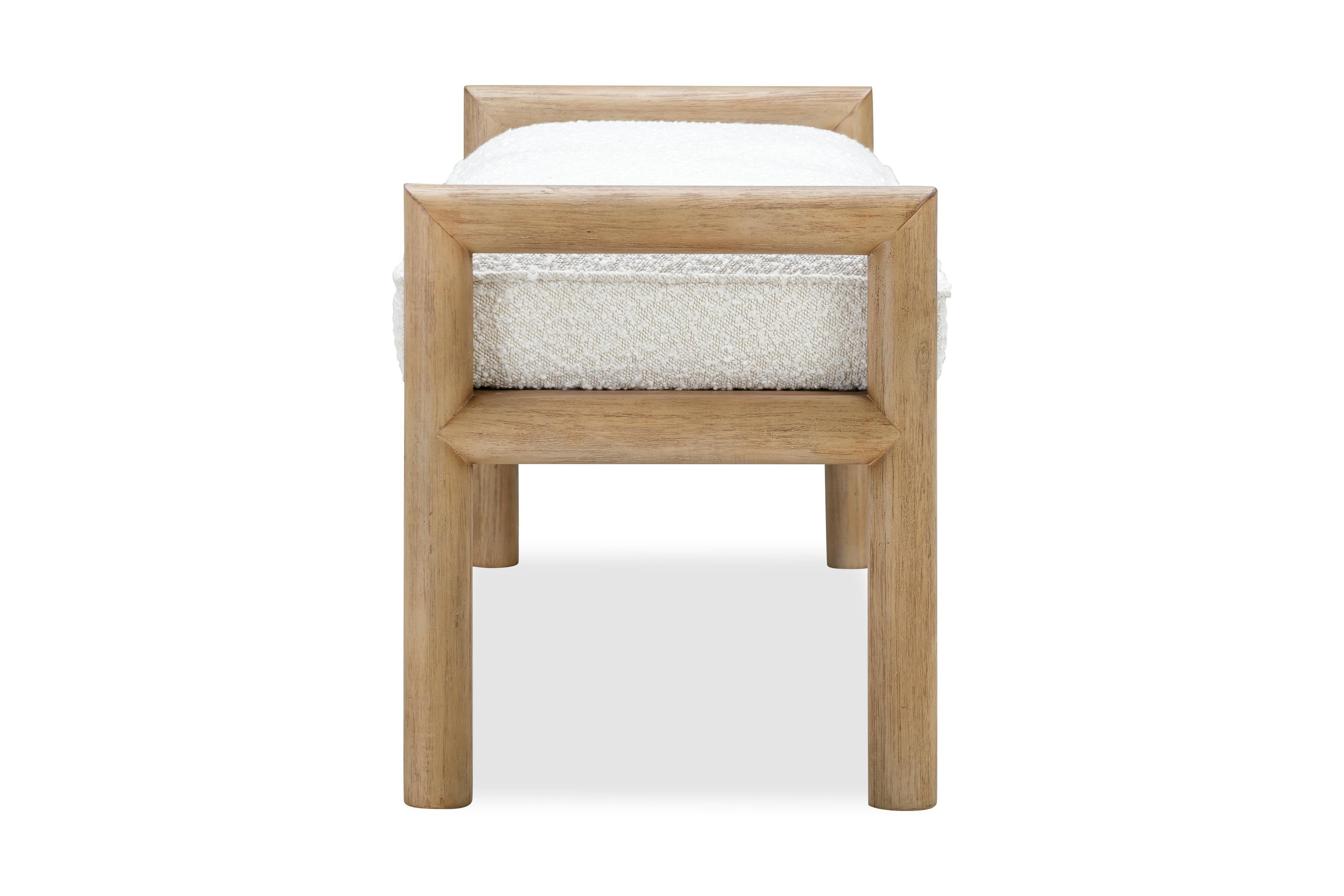 Dorsey Boucle Upholstered Wooden Bench in Granola and Ricotta - What A Room