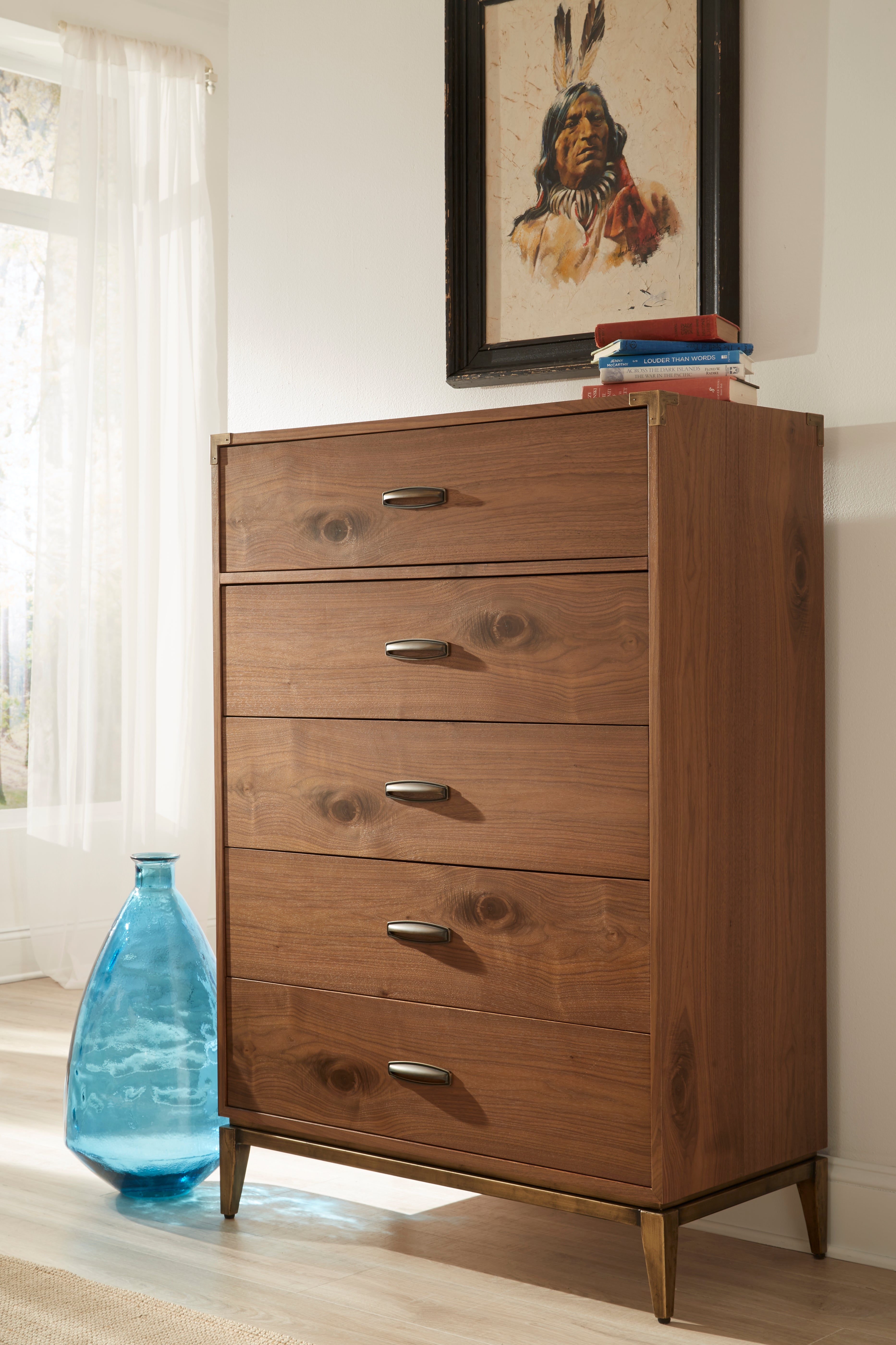 Adler Five Drawer Chest in Natural Walnut - What A Room