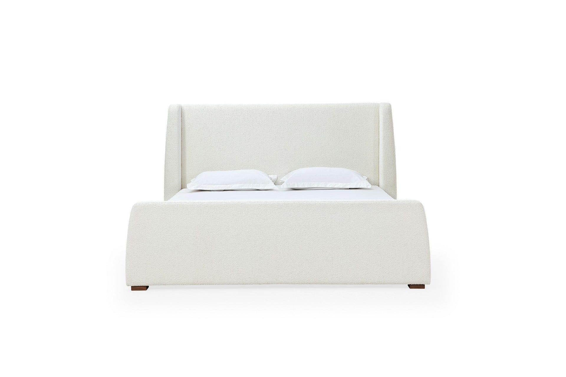 Presley Upholstered Wingback Platform Bed in Cottage Cheese Boucle - What A Room
