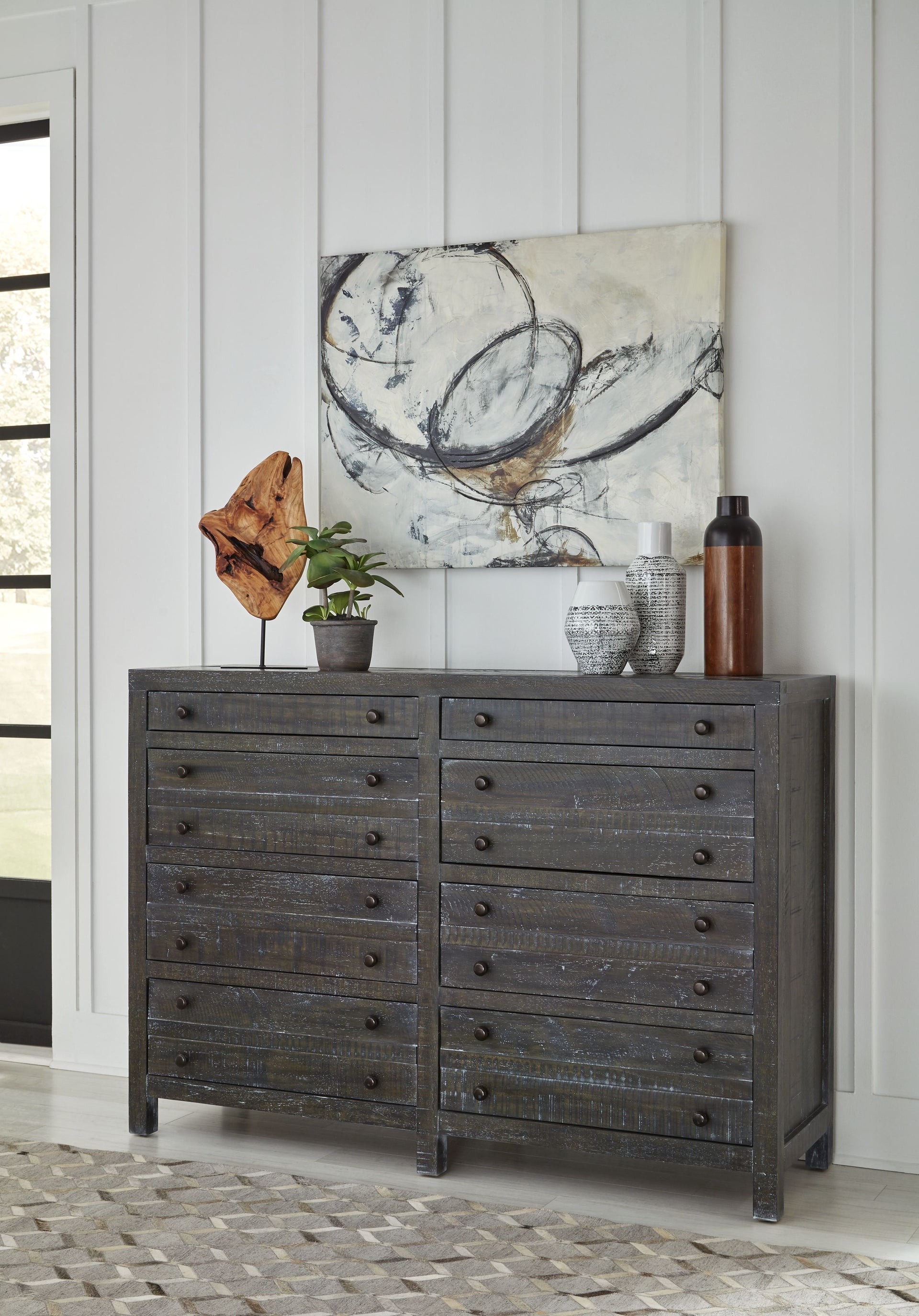 Townsend Solid Wood Eight Drawer Dresser in Gunmetal - What A Room
