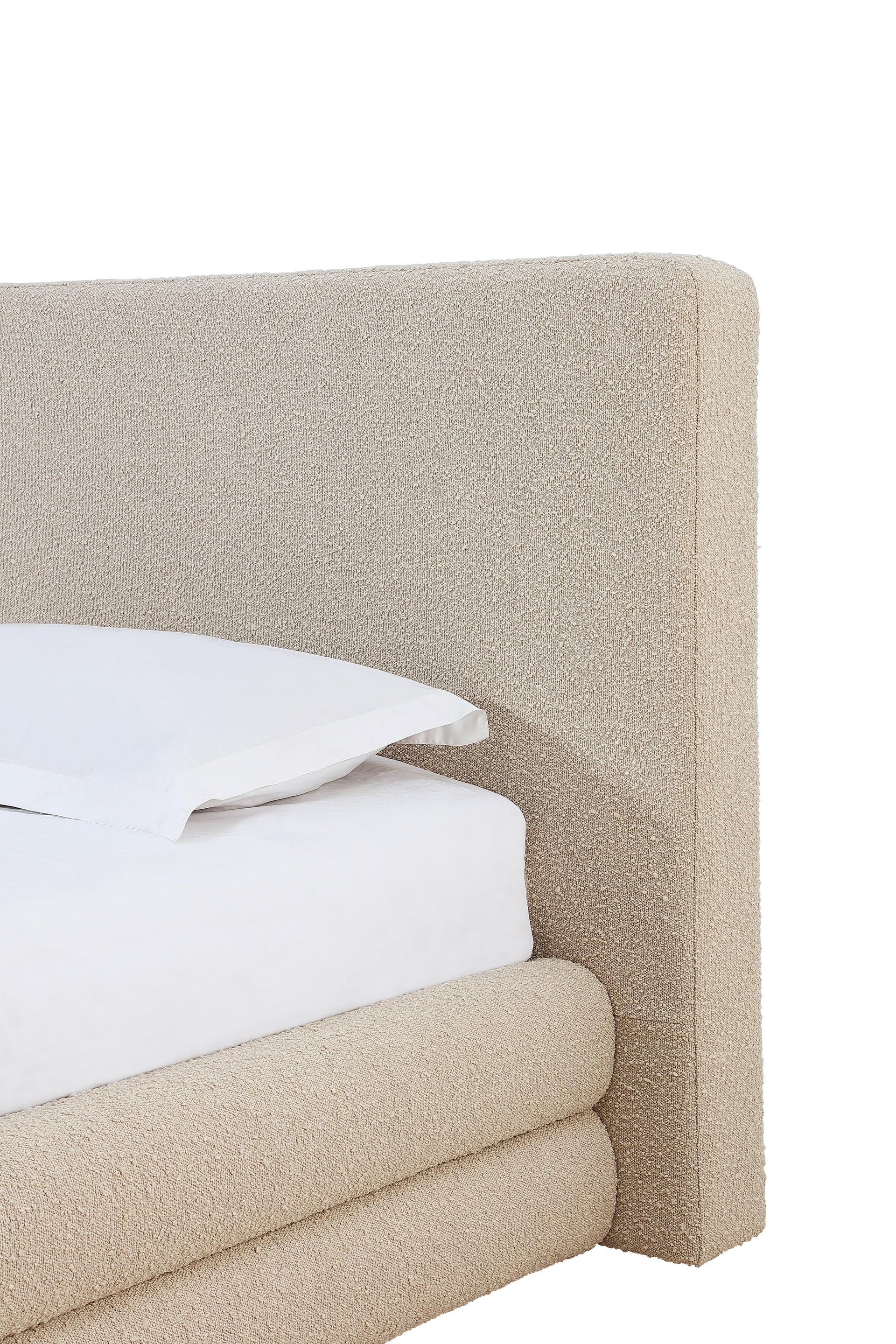Maya Upholstered Platform Bed in Brun Boucle - What A Room