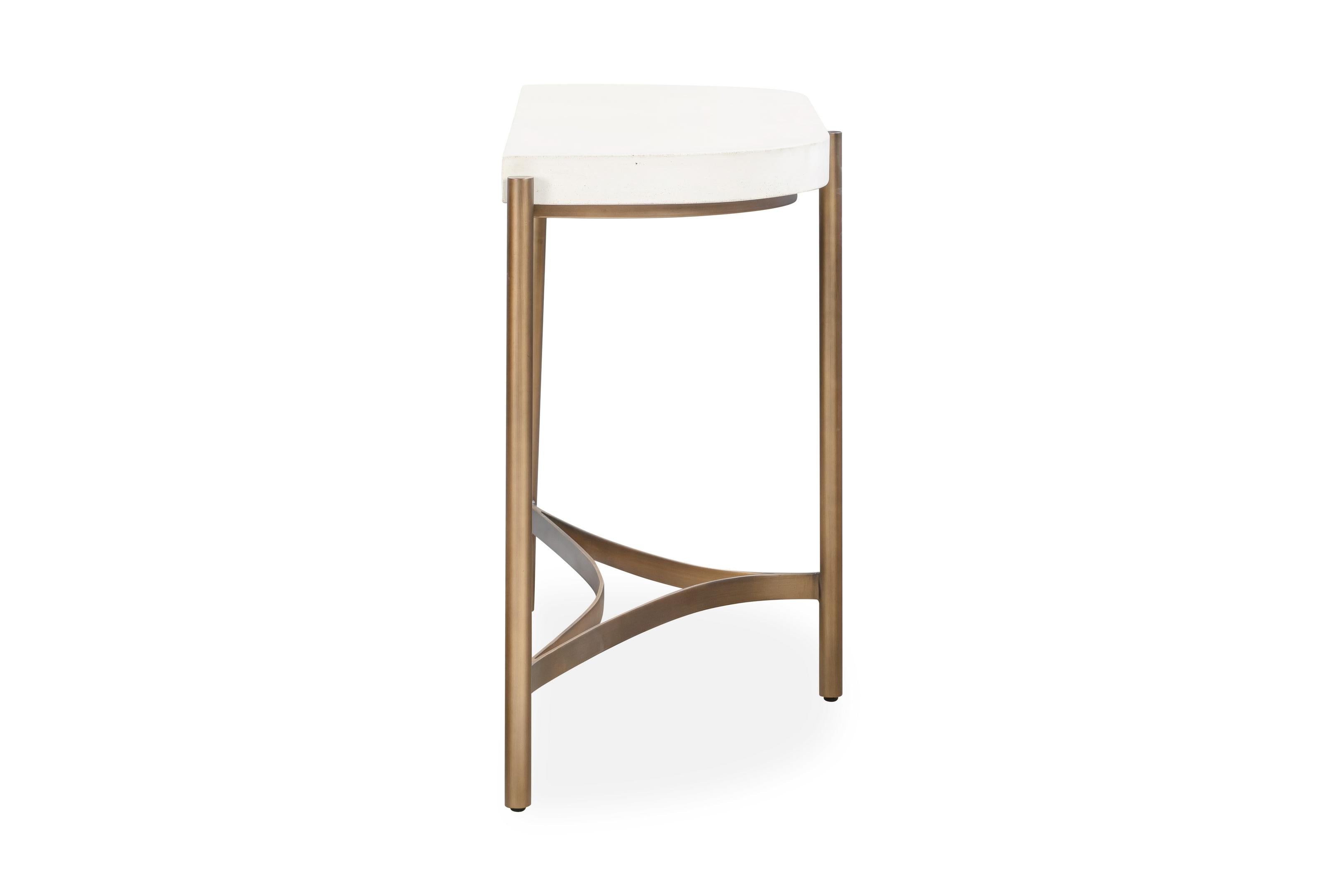 Lyon Semi-circular White Concrete and Metal Console Table - What A Room