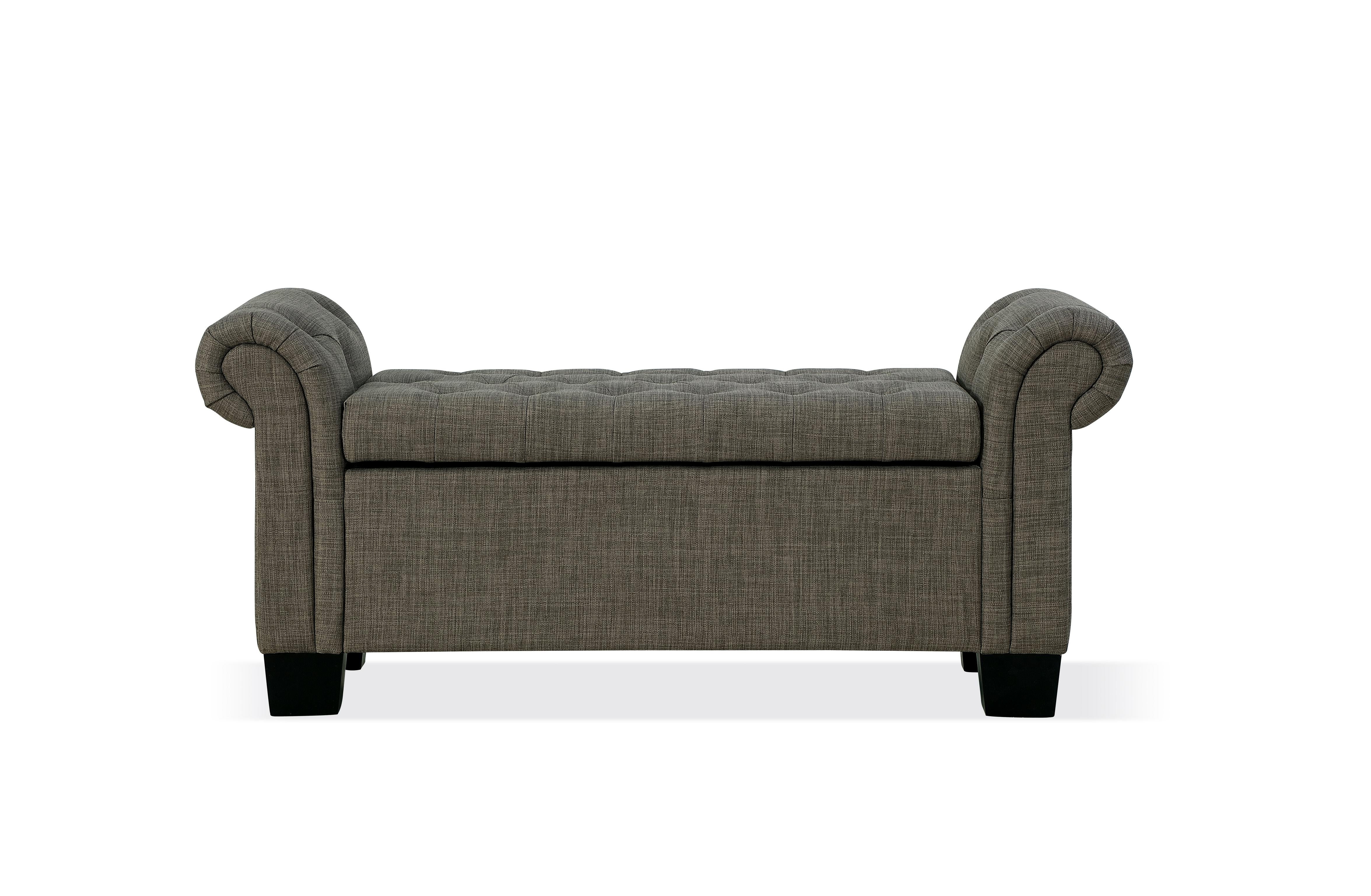 Royal Rolled Arm Storage Bench in Dolphin Linen - What A Room