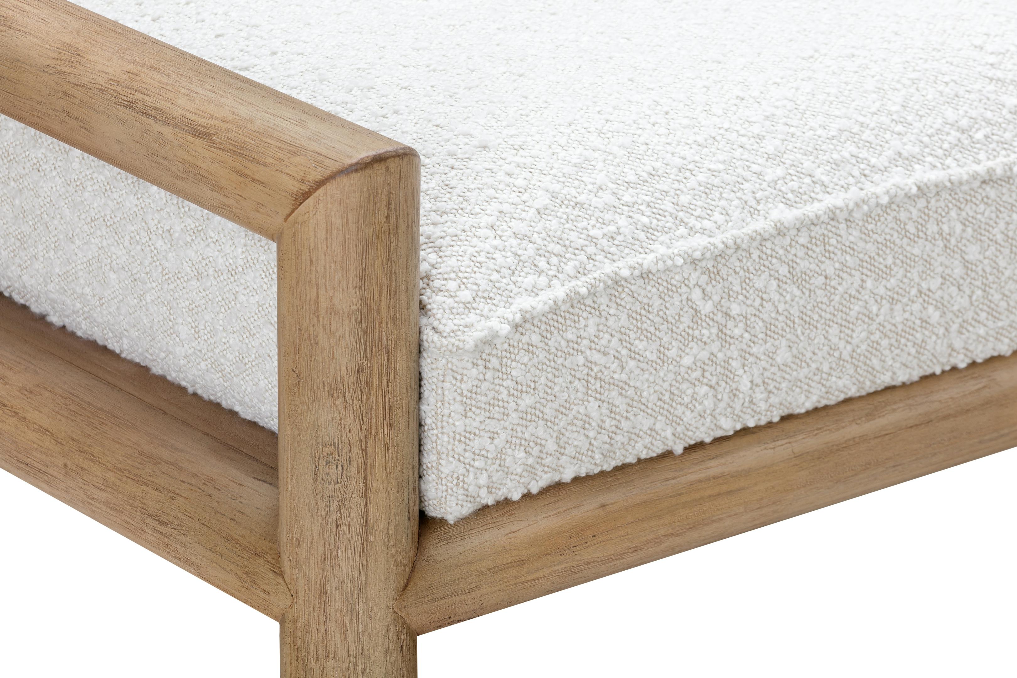 Dorsey Boucle Upholstered Wooden Bench in Granola and Ricotta - What A Room