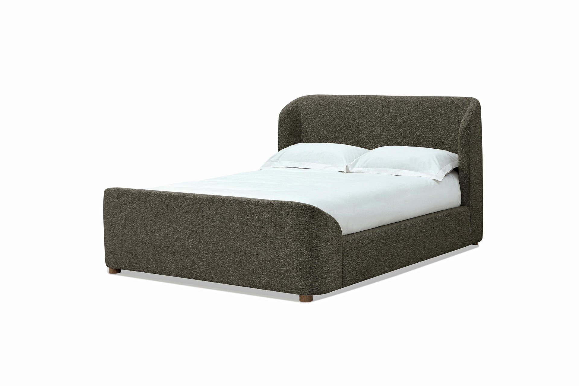 Kiki Upholstered Platform Bed in Pumpernickel Boucle - What A Room