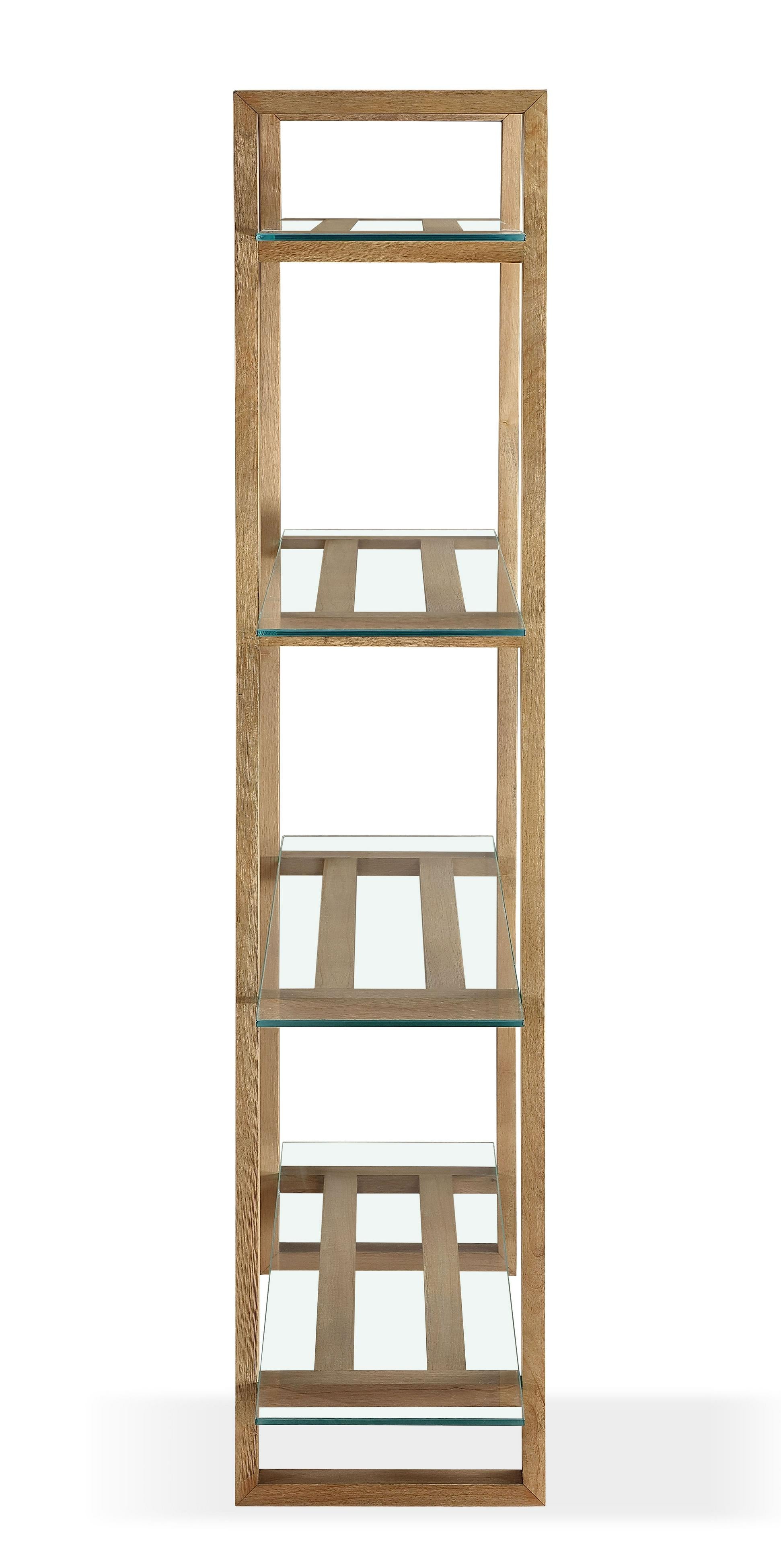 One Modern Coastal Glass Shelf Bookcase in Solid Wood - What A Room