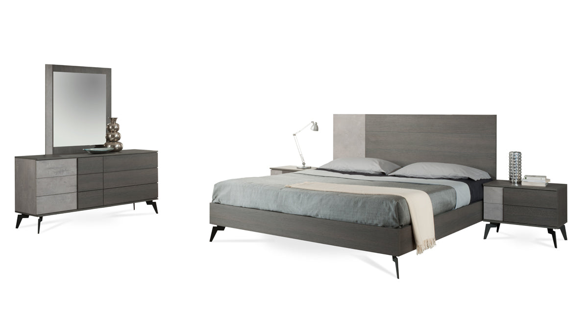 Nova Domus Palermo Italian Modern Faux Concrete & Grey Bed - What A Room