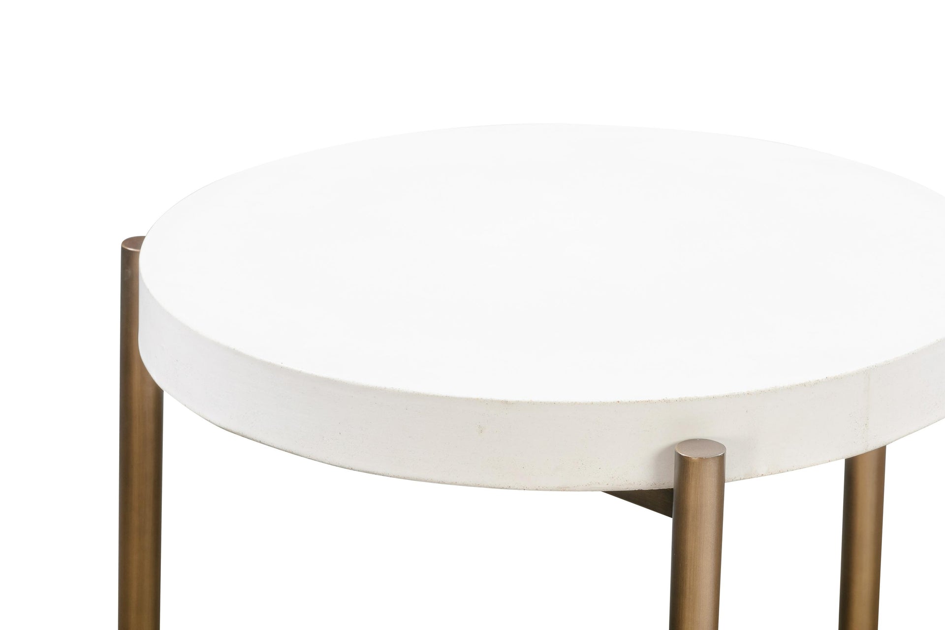 Lyon Round White Concrete and Metal Side Table - What A Room