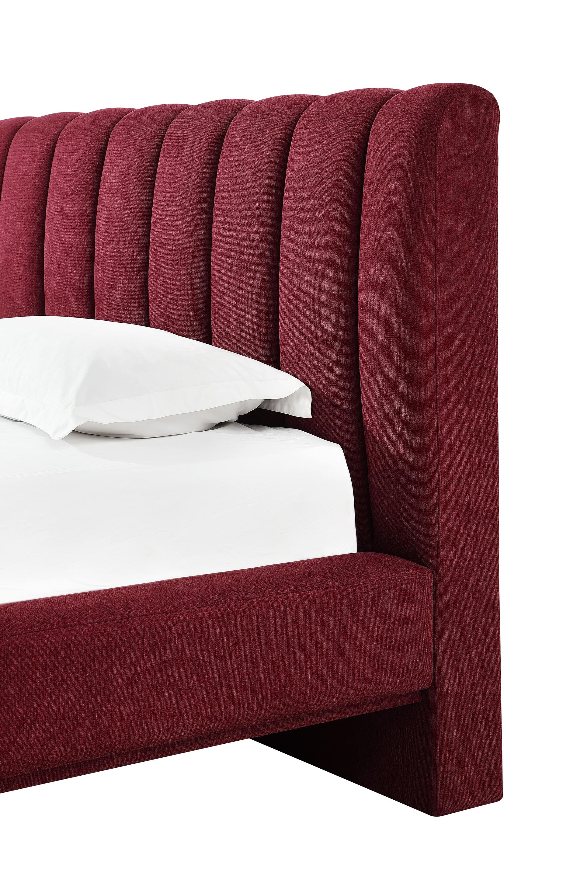 Savage Maximalist Upholstered Bed in Ruby Chenille - What A Room