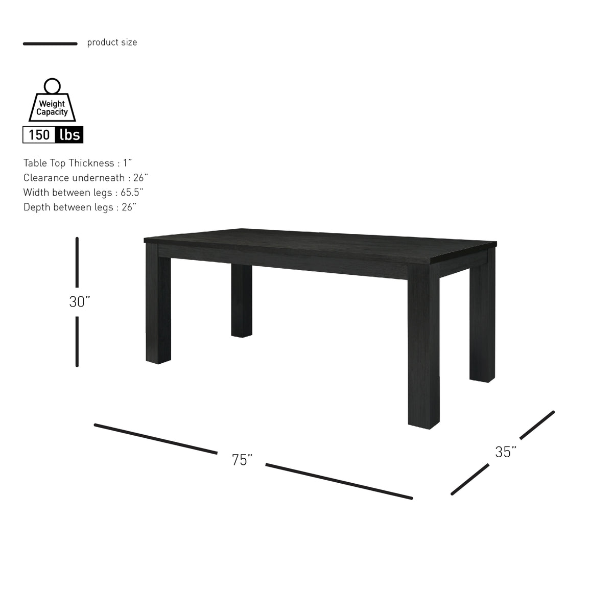 Bedford 75" Rect. Dining Table Square Legs - What A Room
