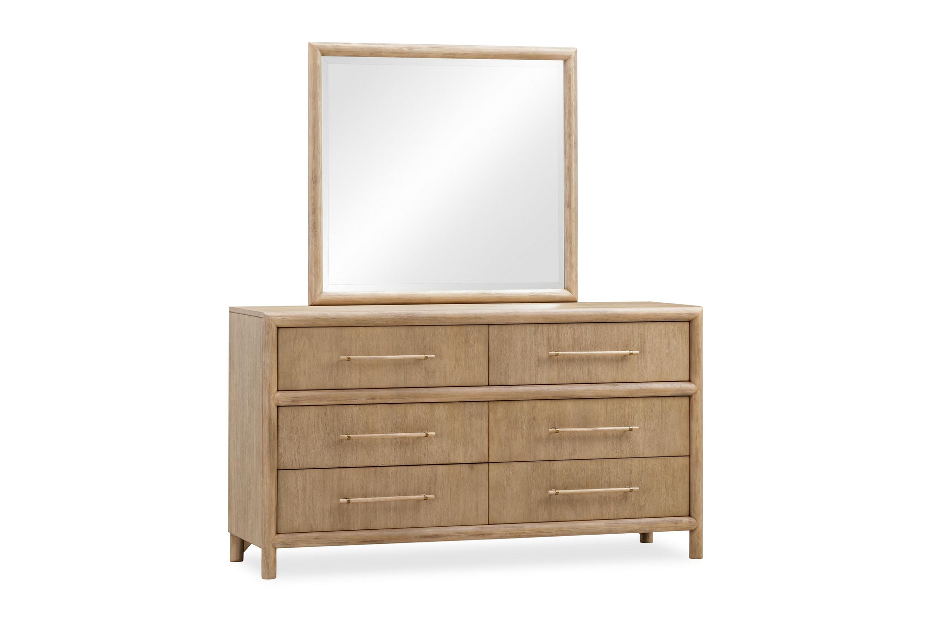Dorsey Solid Wood and Glass Mirror in Granola - What A Room