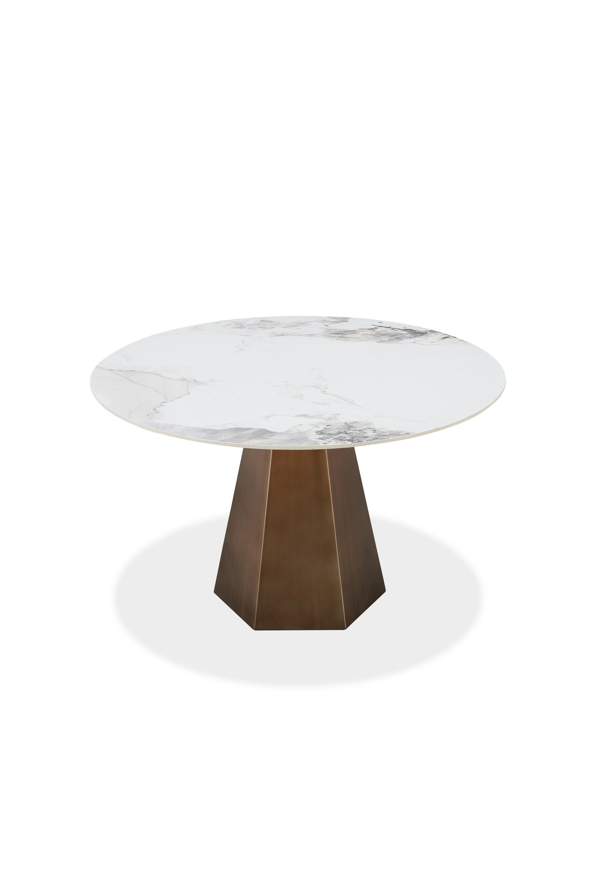 Carmel Stone Top Round Dining Table in Chanelle and Bronze - What A Room