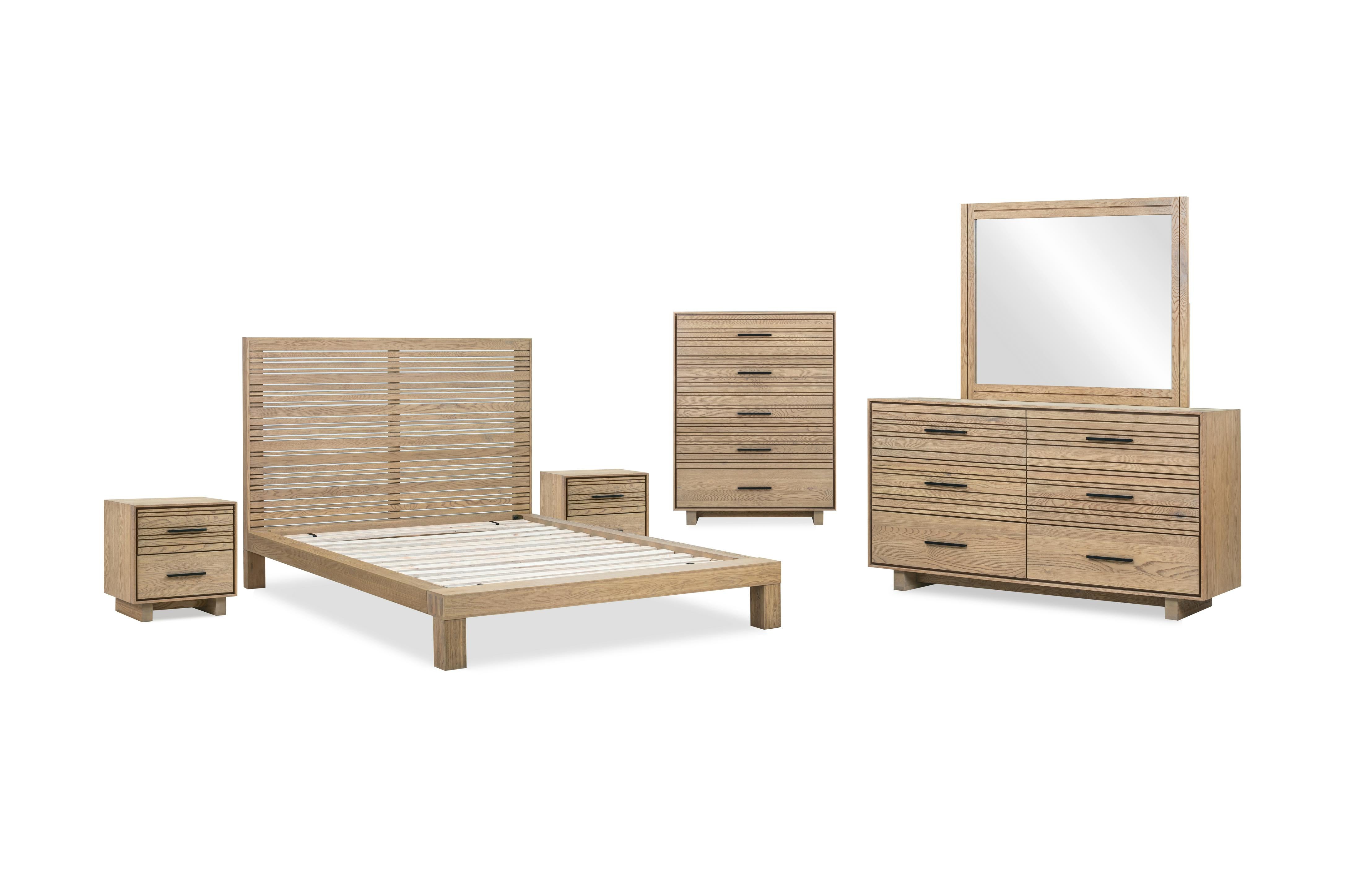 Batten Solid Wood and Mirrored Glass Wall or Dresser Mirror in Blonde Oak - What A Room