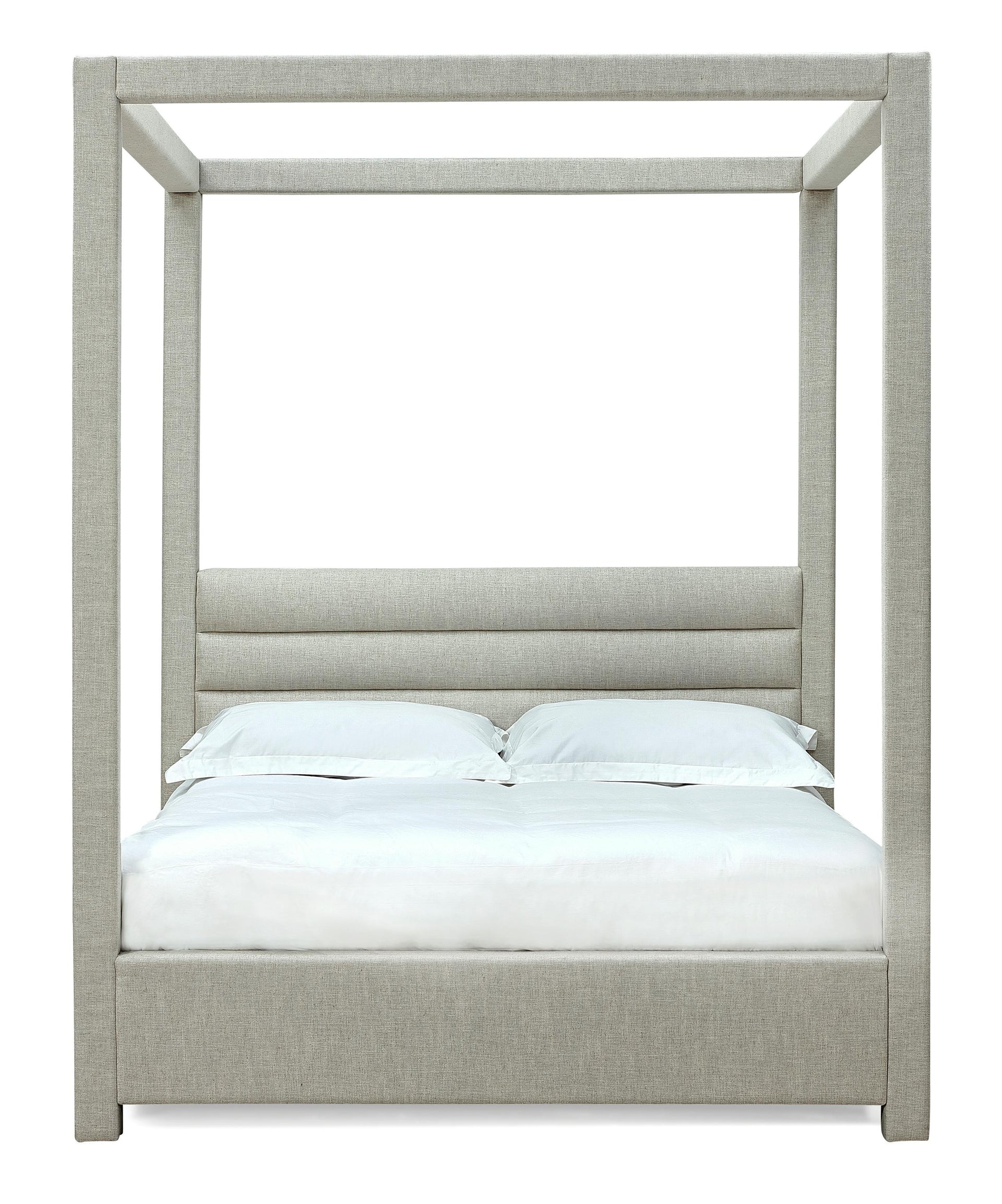 Rockford Upholstered Canopy Bed in Turtle Dove Linen - What A Room