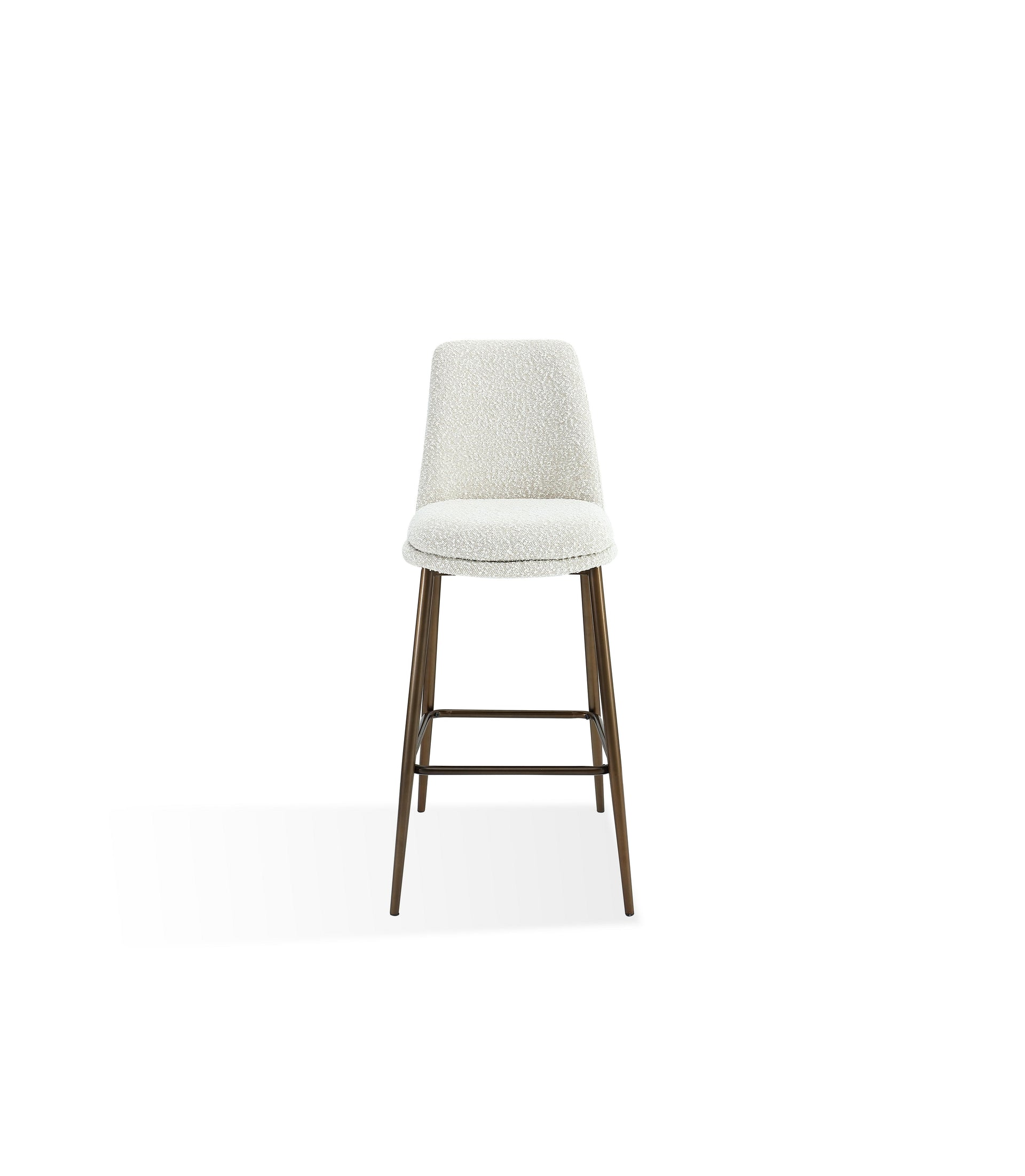 Wyatt Upholstered Bar Stool in Ricotta Boucle and Bronze Metal - What A Room