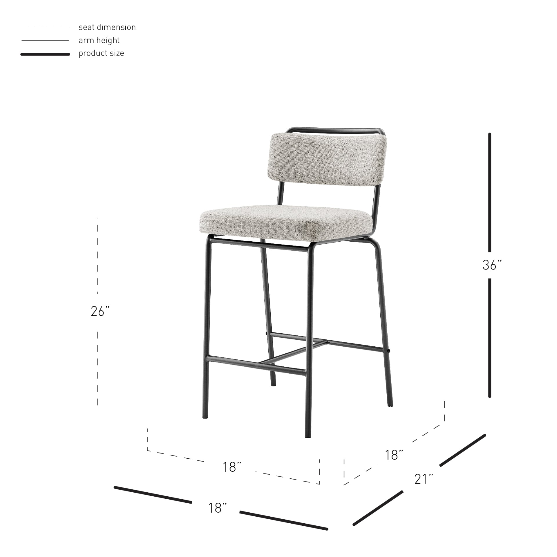 Zander Fabric Counter Stool (Set of 4) - What A Room
