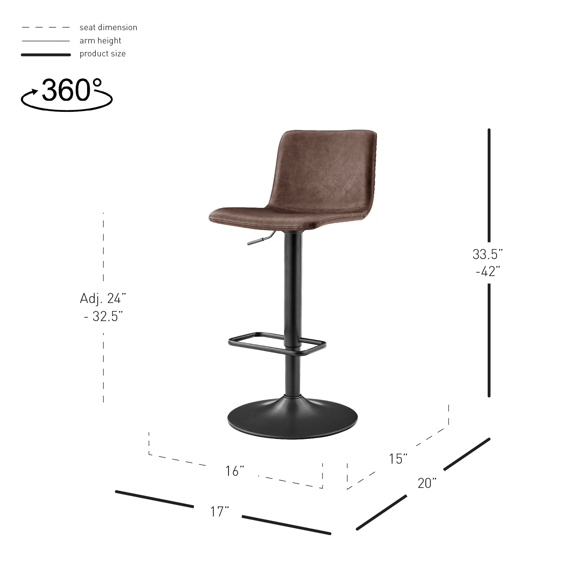 Bruce Faux Leather Gaslift Bar Swivel Stool (Set of 2) - What A Room