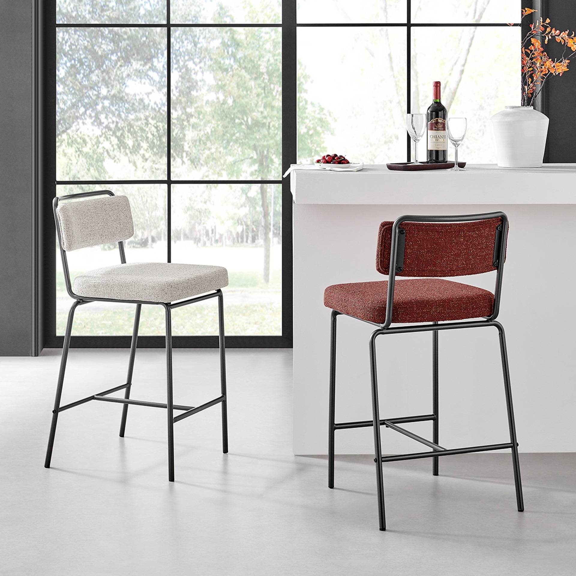 Zander Fabric Counter Stool (Set of 4) - What A Room