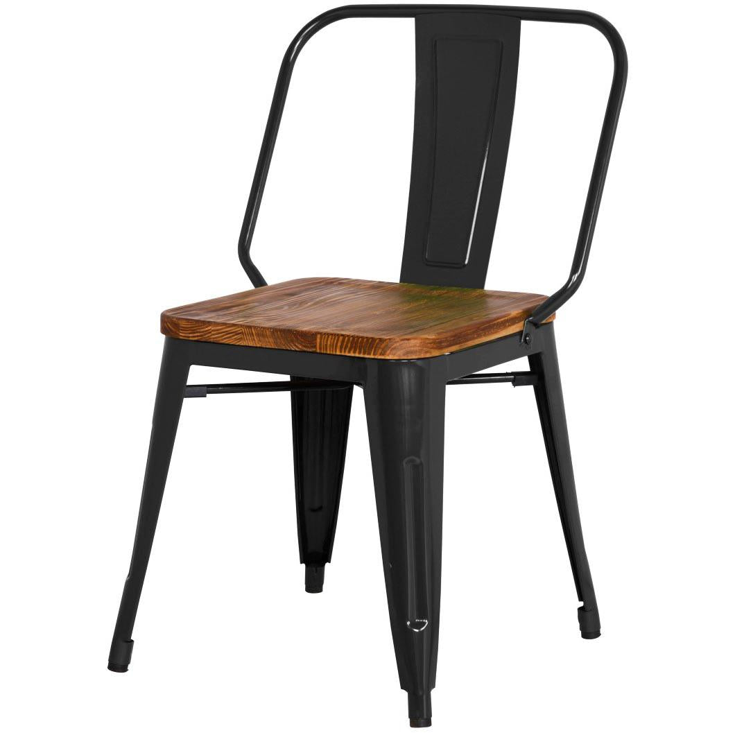 Brian Metal Dining Side Chair Wood Seat (Set of 4) - What A Room