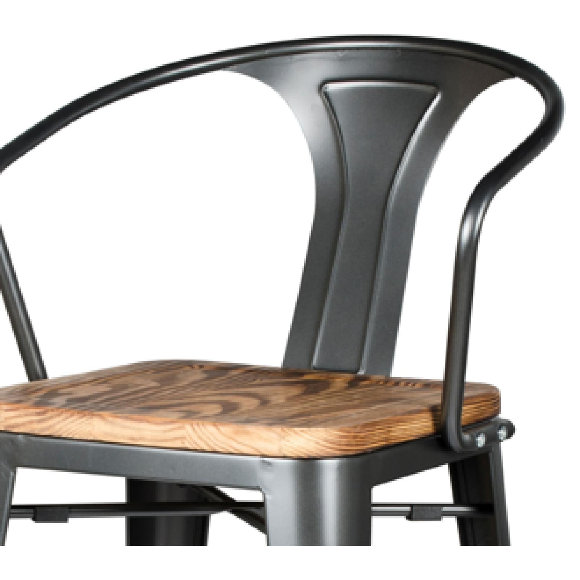 Metropolis Metal Counter Stool Wood Seat (Set of 4) - What A Room