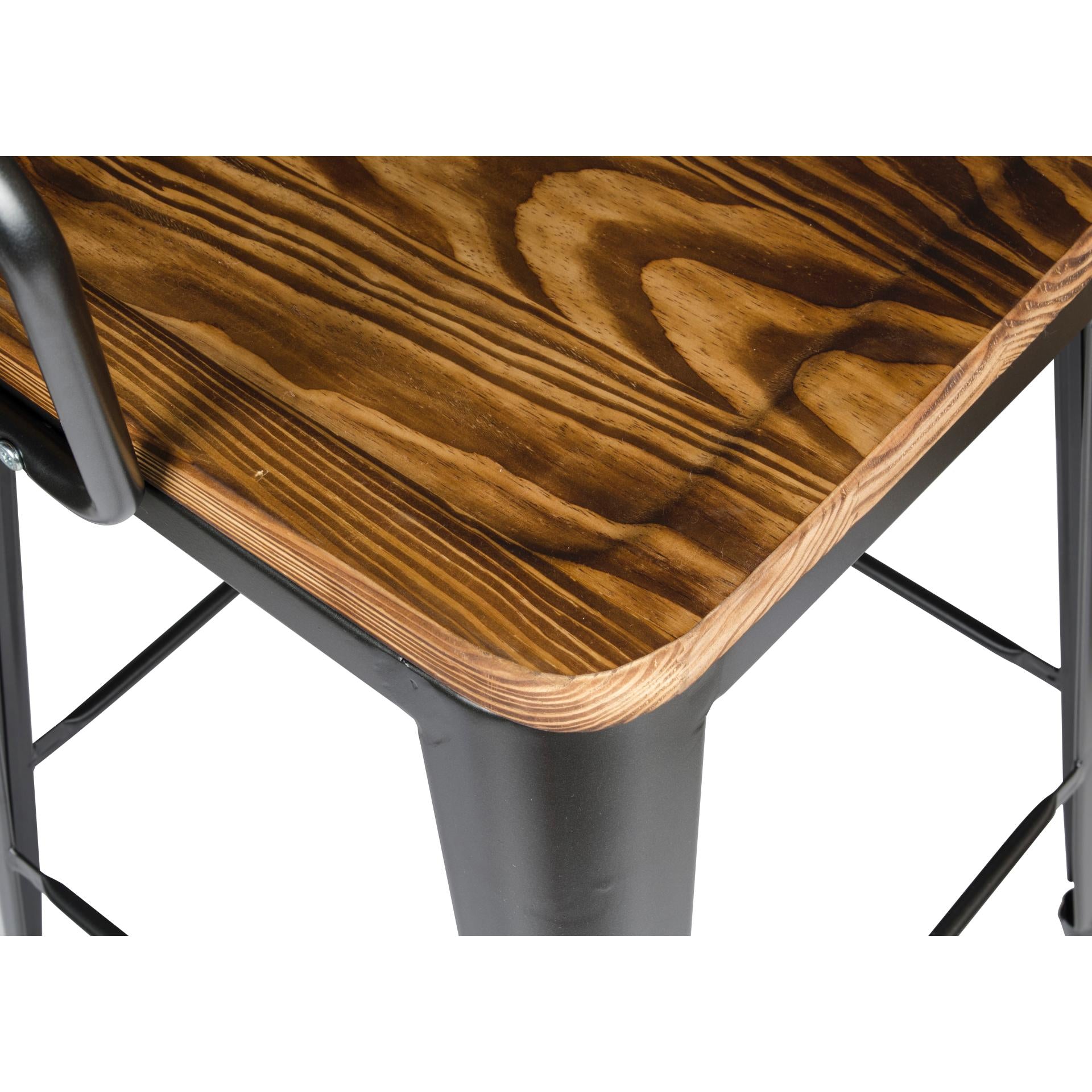 Metropolis Metal Counter Stool Wood Seat (Set of 4) - What A Room