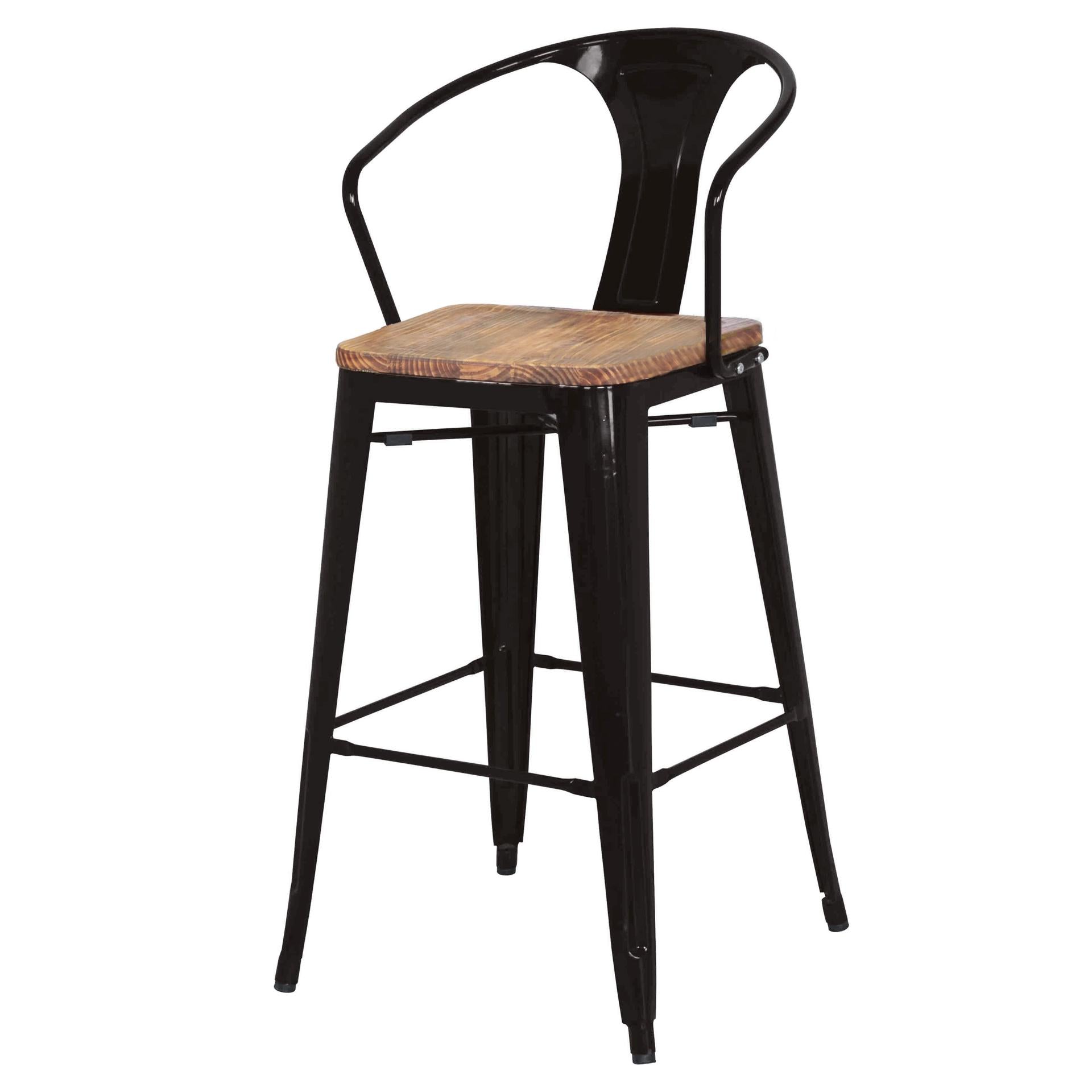 Metropolis Metal Bar Stool Wood Seat (Set of 4) - What A Room