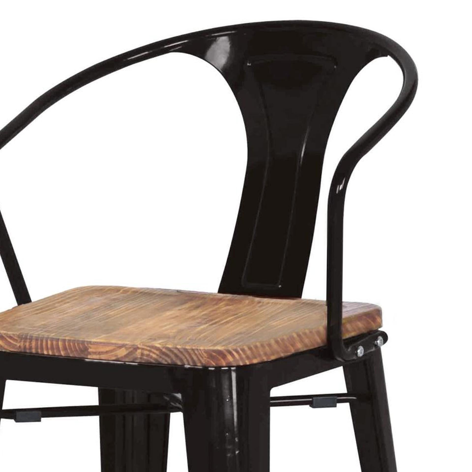 Metropolis Metal Bar Stool Wood Seat (Set of 4) - What A Room