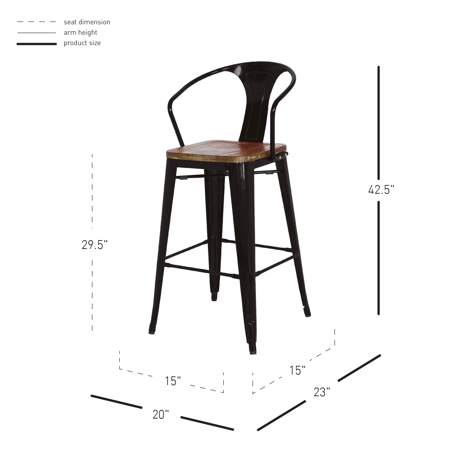 Metropolis Metal Bar Stool Wood Seat (Set of 4) - What A Room