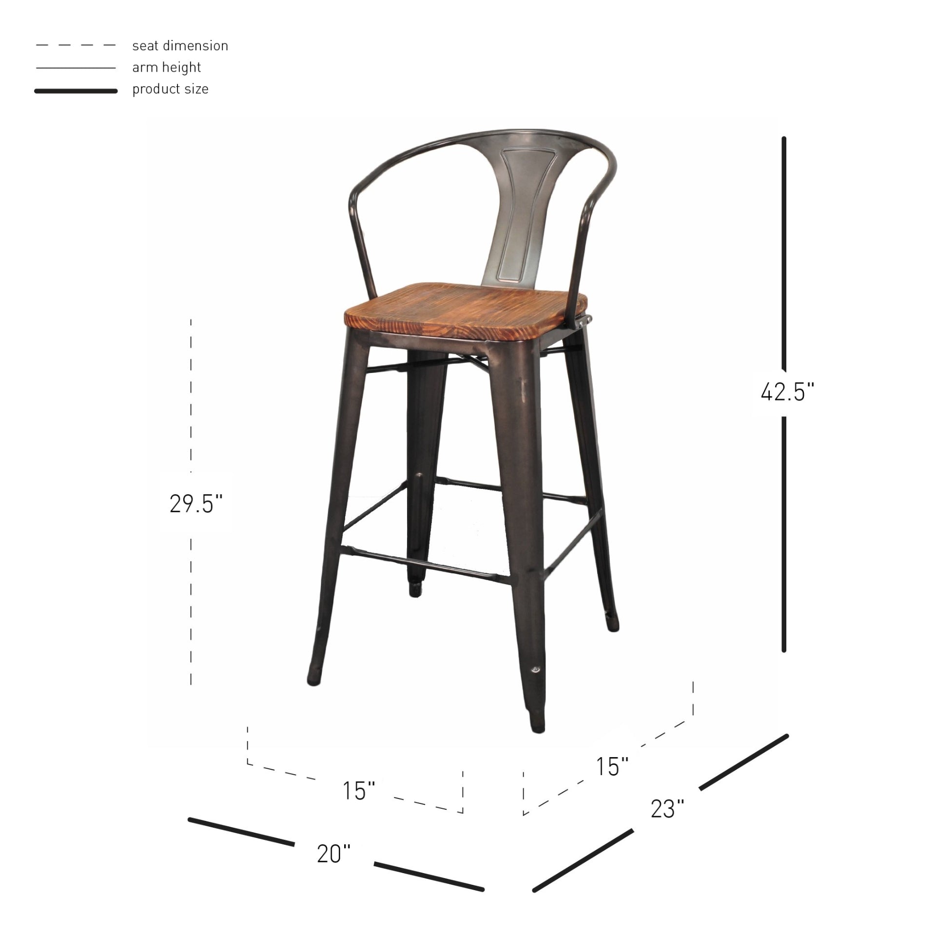 Metropolis Metal Bar Stool Wood Seat (Set of 4) - What A Room