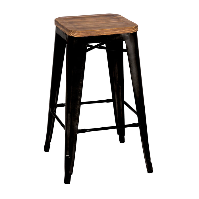 Metropolis Backless Counter Stool Wood Seat (Set of 4) - What A Room