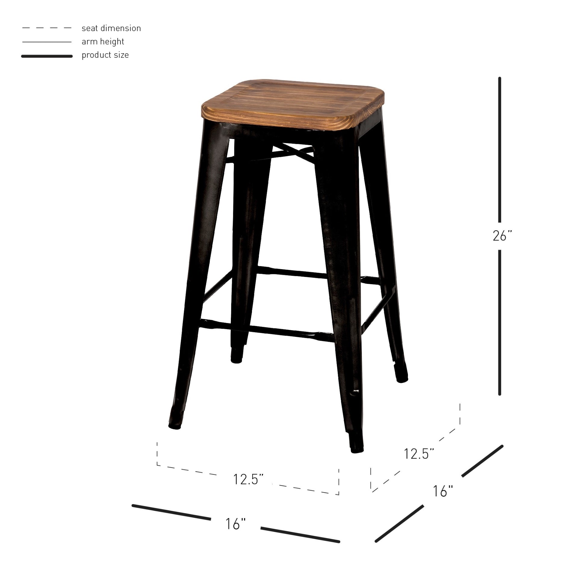 Metropolis Backless Counter Stool Wood Seat (Set of 4) - What A Room
