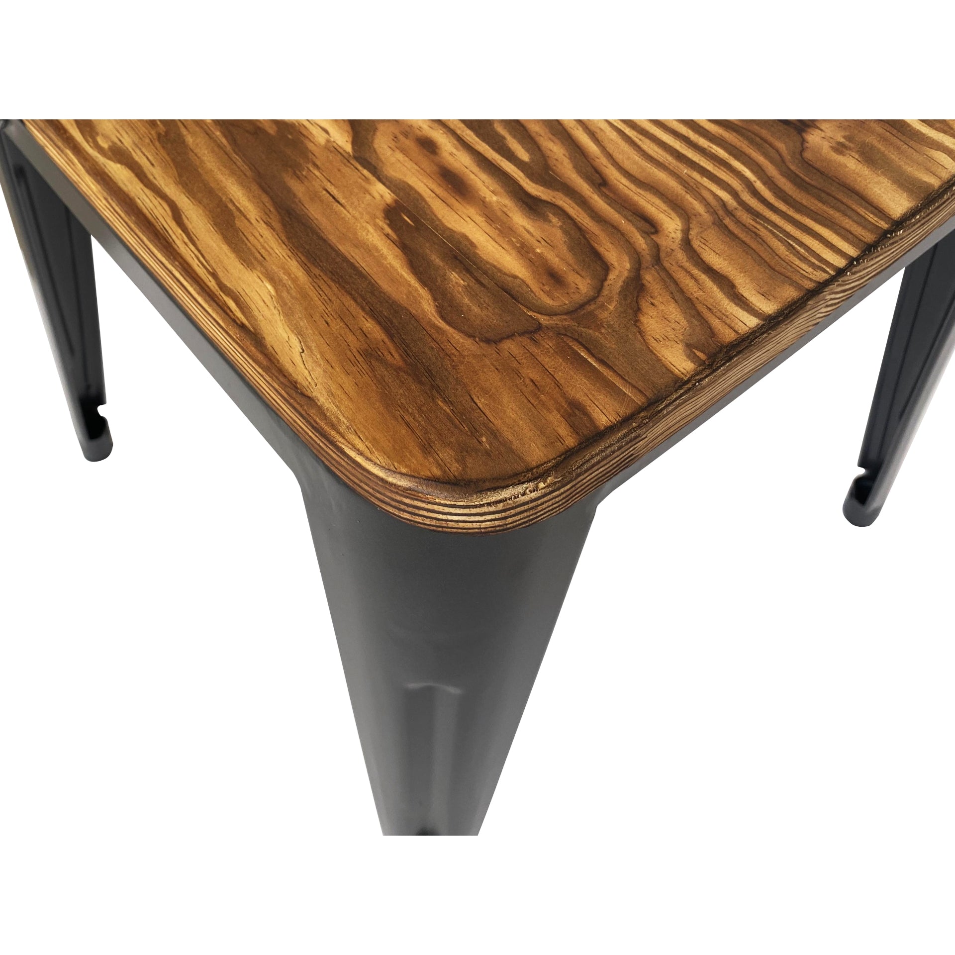 Metropolis Metal Dining Side Arm Chair Wood Seat (Set of 4) - What A Room