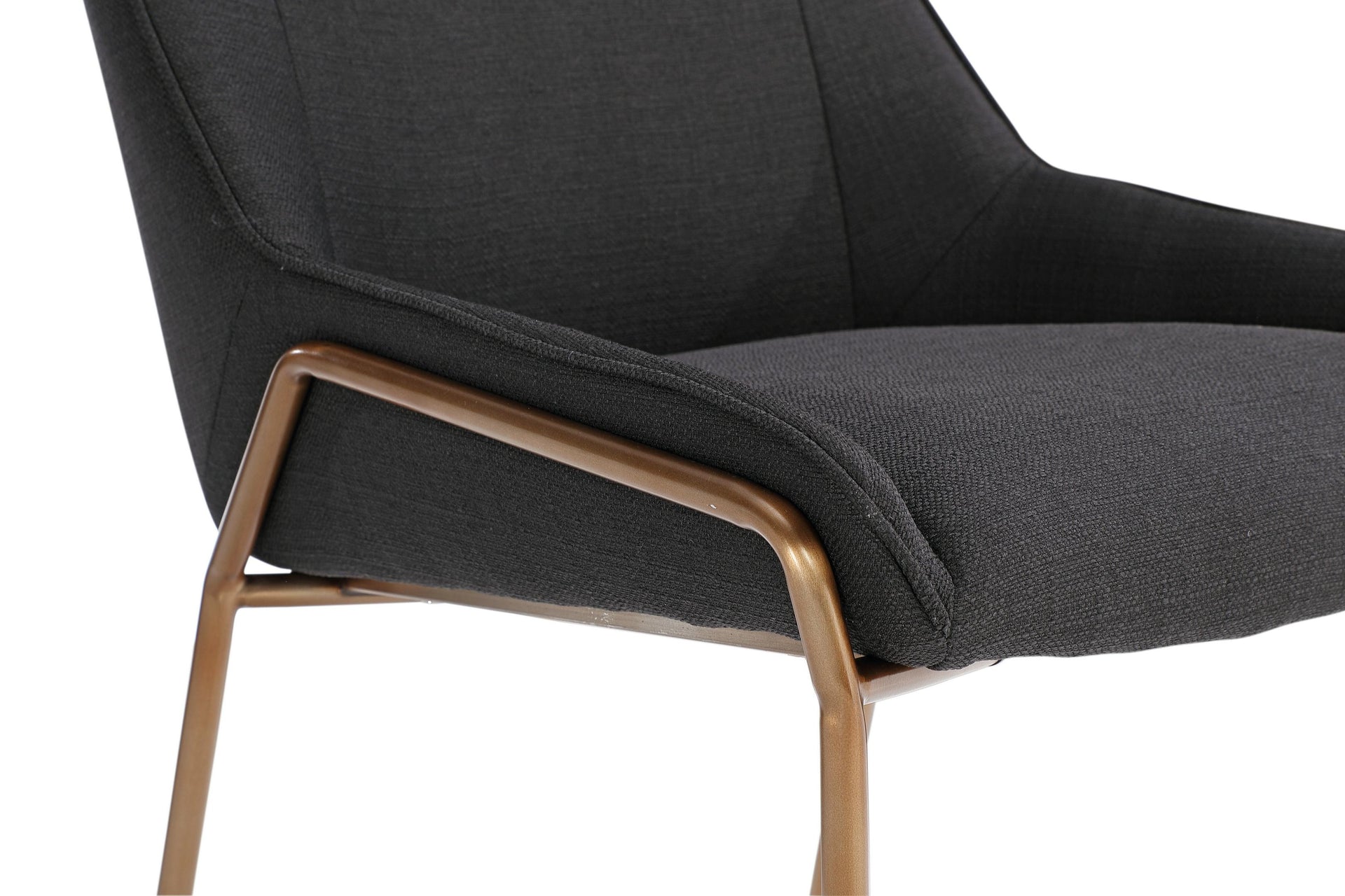 Cyrus Upholstered Dining Chair in Coal Fabric and Brushed Bronze Metal (Set of 2) - What A Room