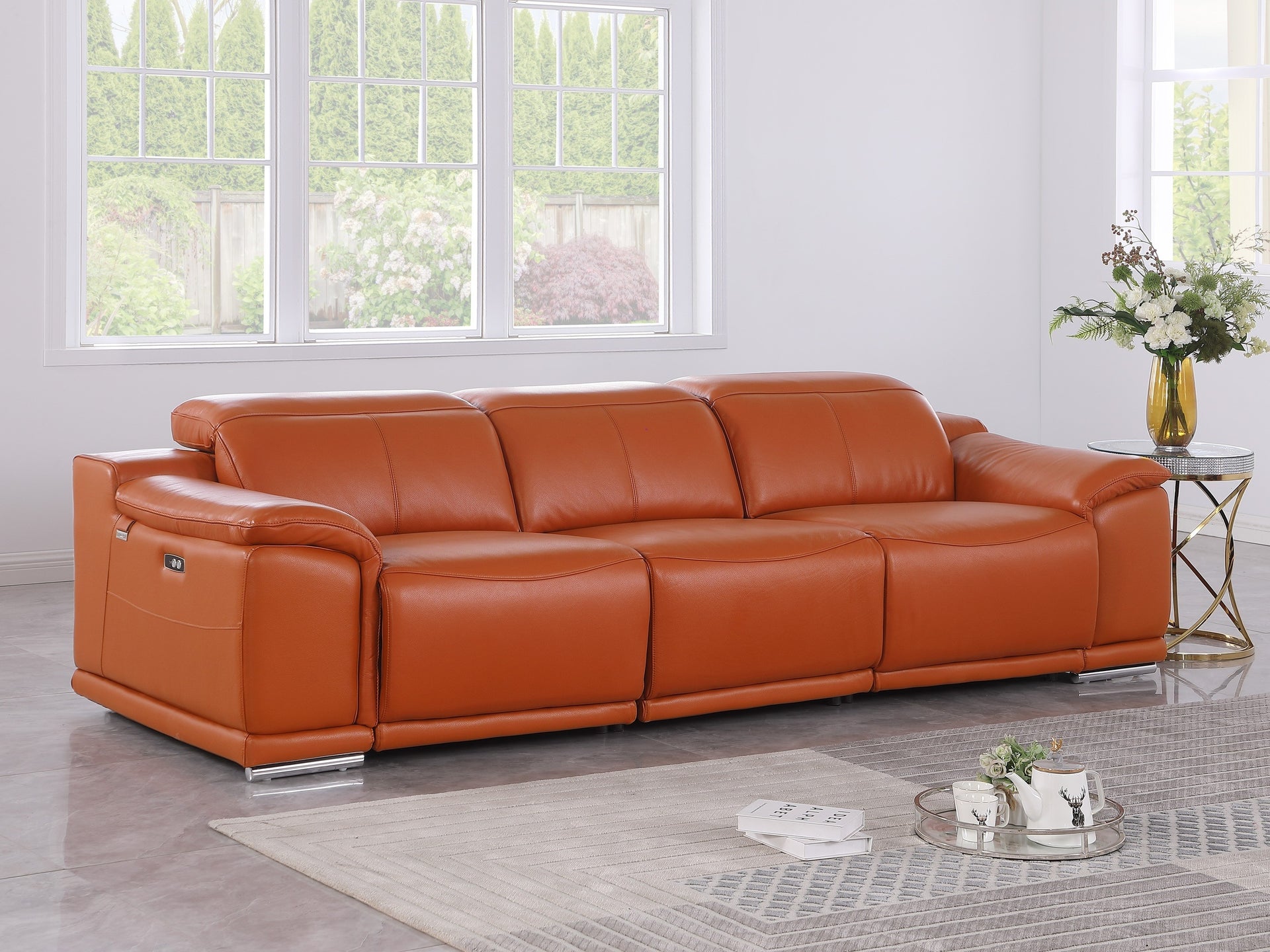 9762 DivanItalia Modular Power Reclining Sofa Top Grain Italian Leather Sets - What A Room